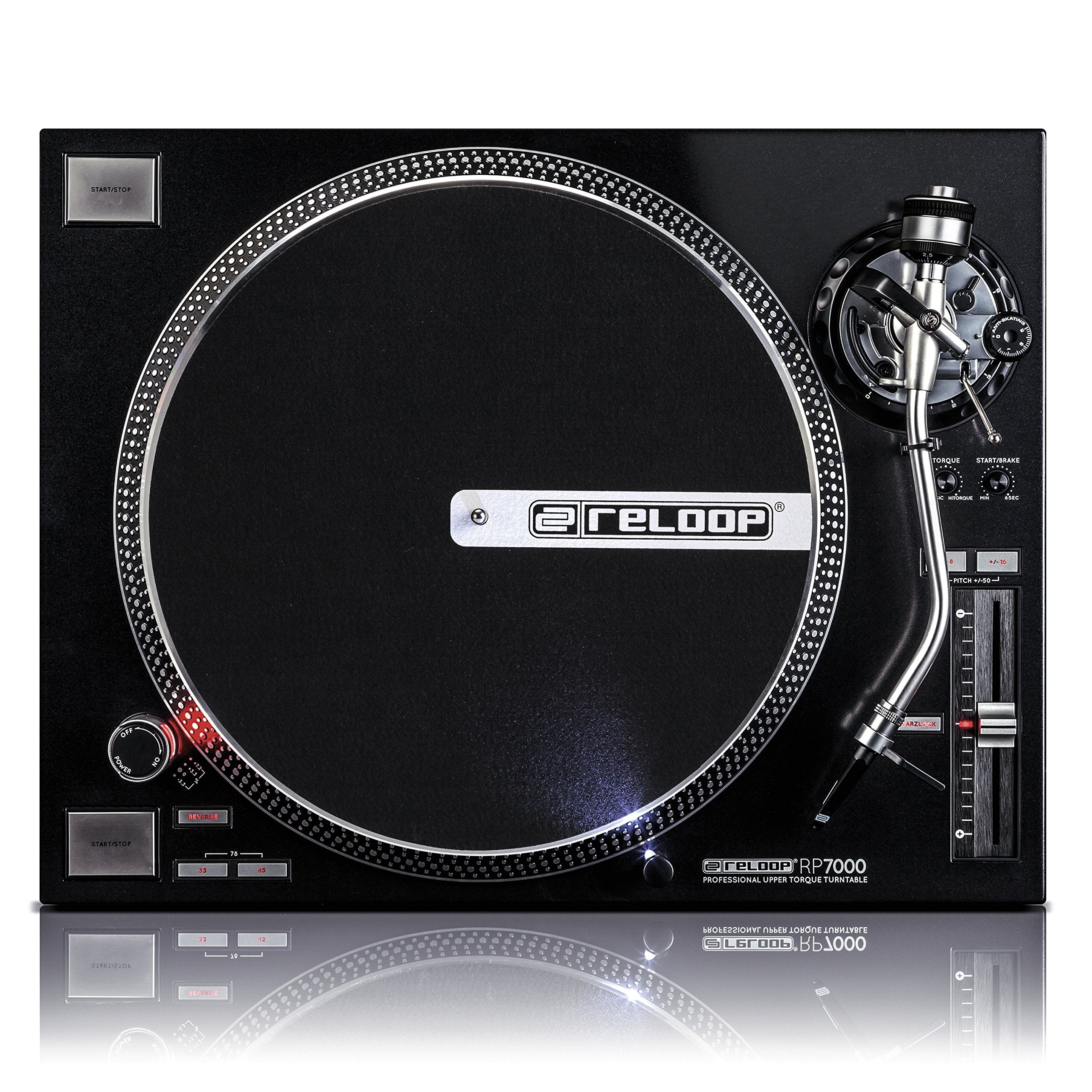 Reloop Rp 7000 Quartz Driven Dj Turntable With Upper Torque Direct Drive, Black