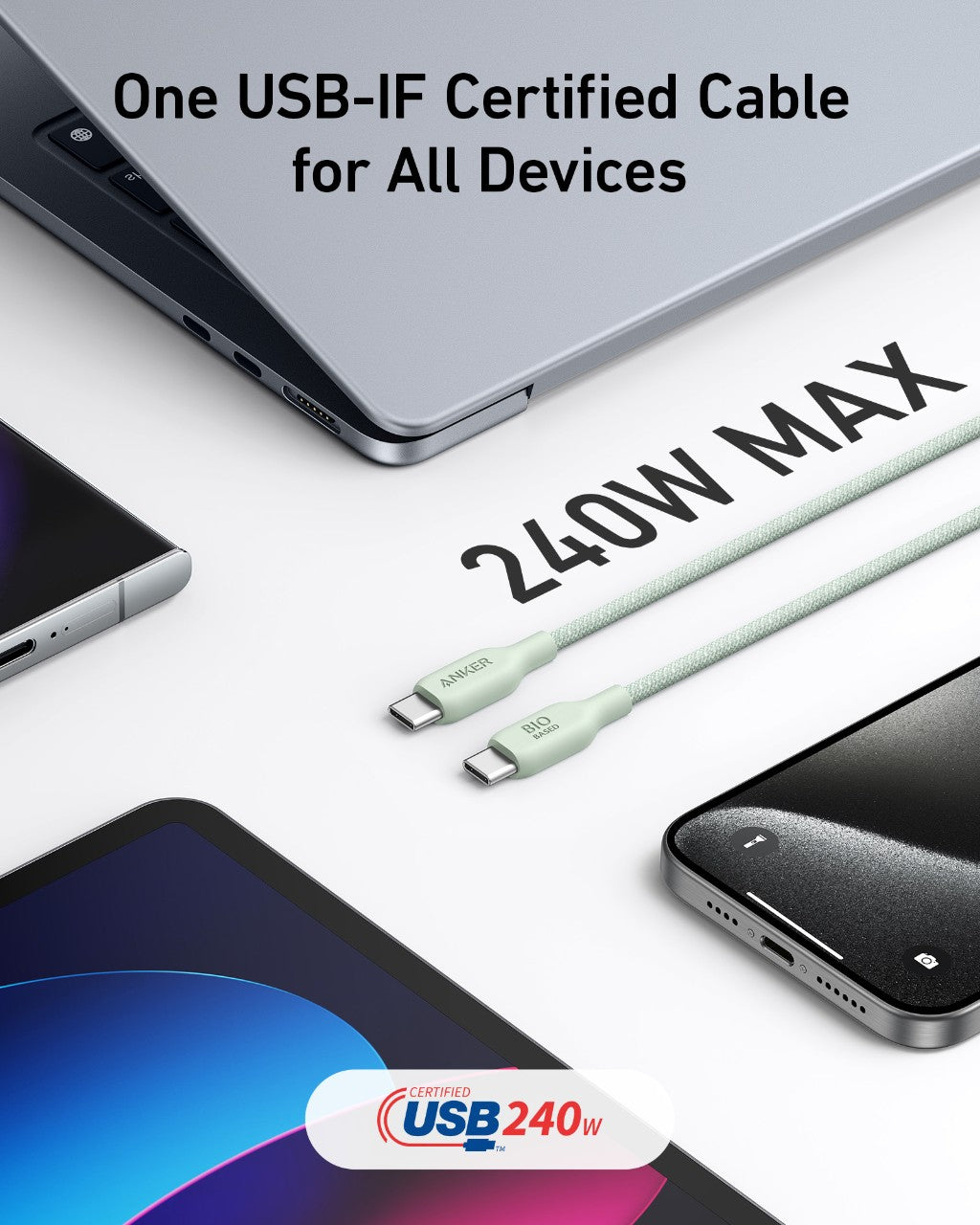 Anker <b>543</b> USB-C to USB-C Cable (Bio-Braided,6 ft)