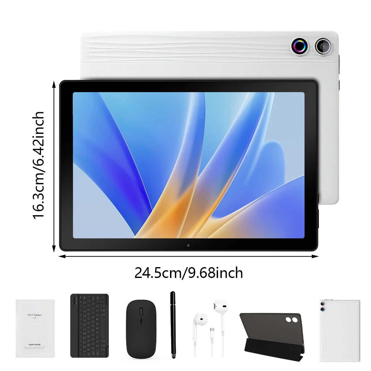 10.1 Inch Android 15 Tablet 8 Core Tablets 20GB+64GB 1TB Expansion WiFi 6 5MP+8MP Stylus Keyboard Mouse Headphone PC PAD Set