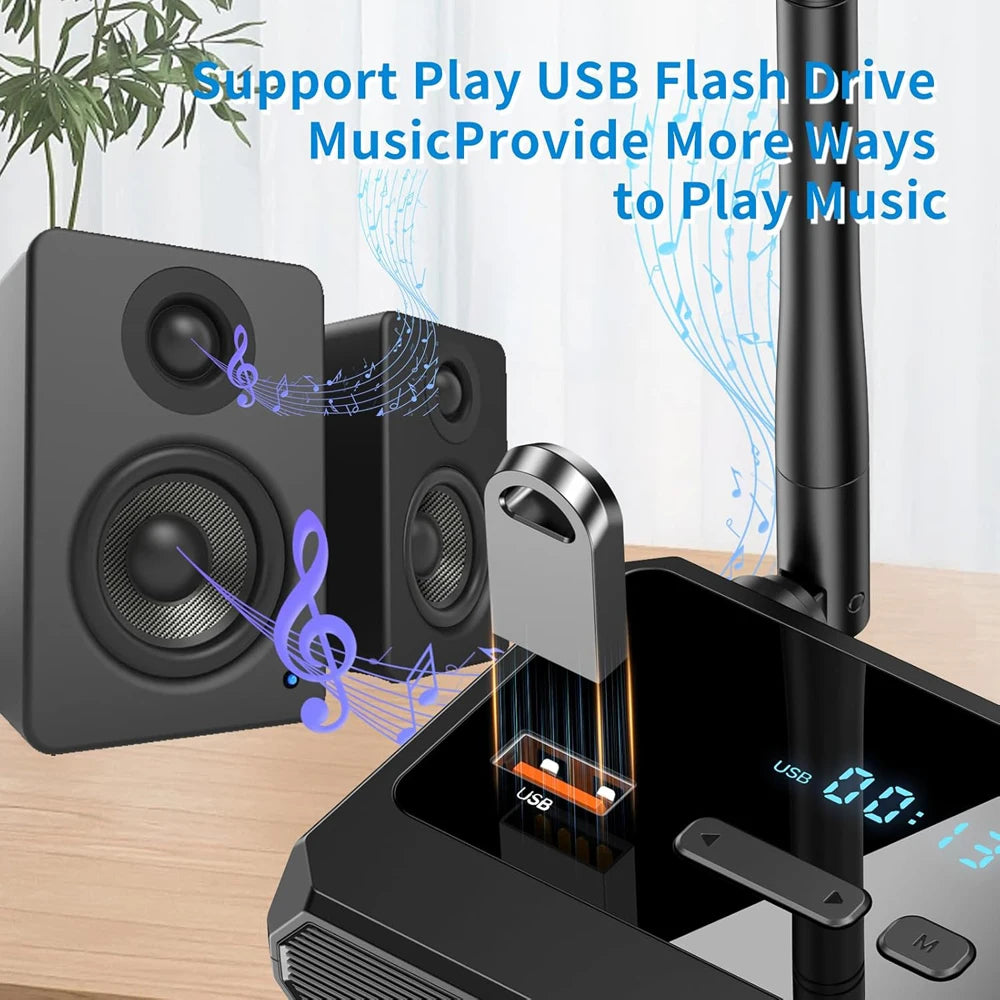 Bluetooth 5.3 Audio Receiver HiFi Wireless Stereo Adapter With RCA AUX Optical USB For Home Stereo Speaker TV Car Audio
