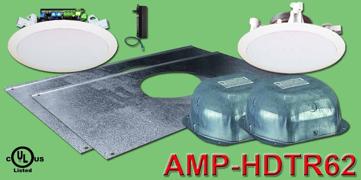 Three Source, Integratable, 6 inch Amplified, In Ceiling Speakers with Transformer (Two Speaker Package)