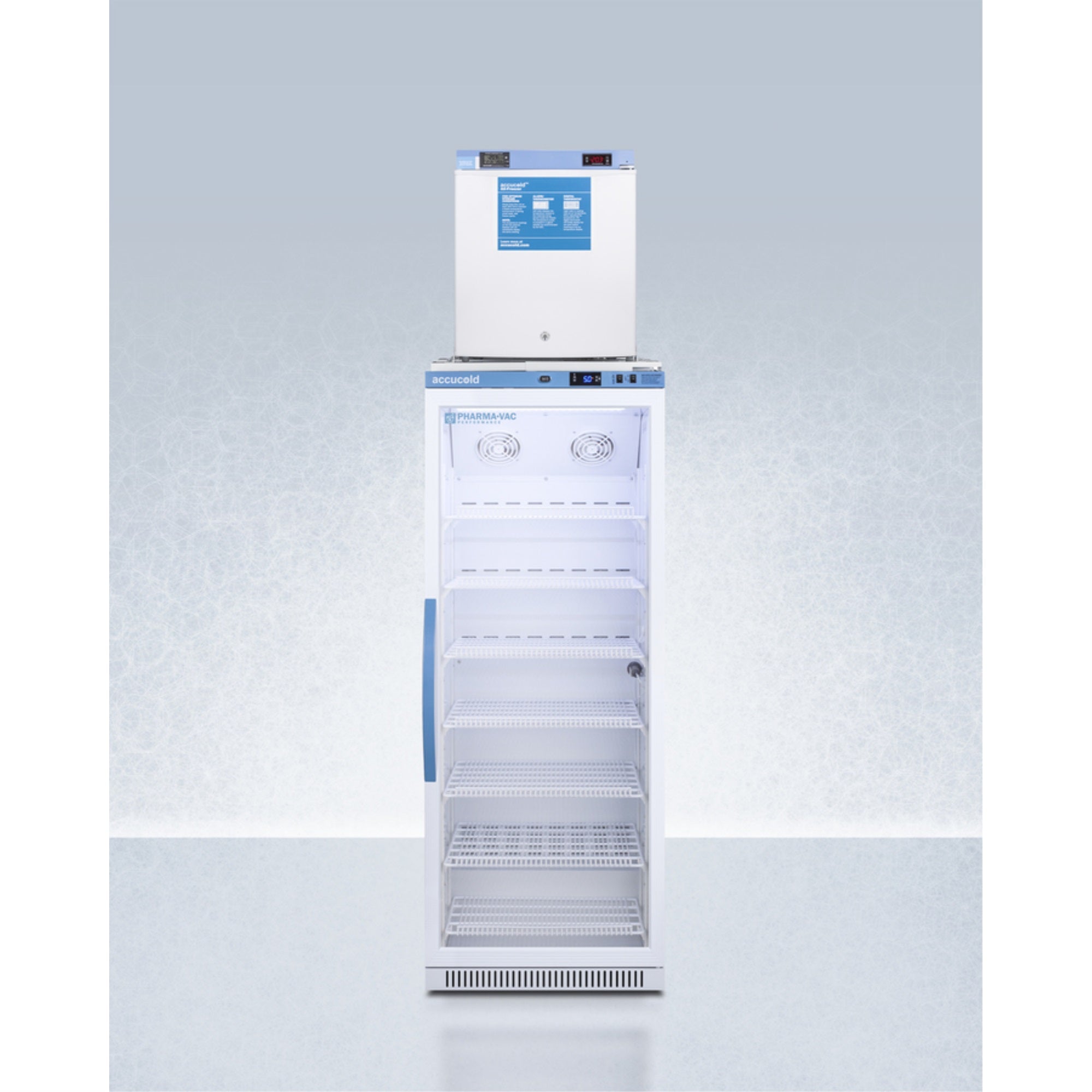 Stacked Pharma Vac All Refrigerator And Compact Low Temperature All Freezer