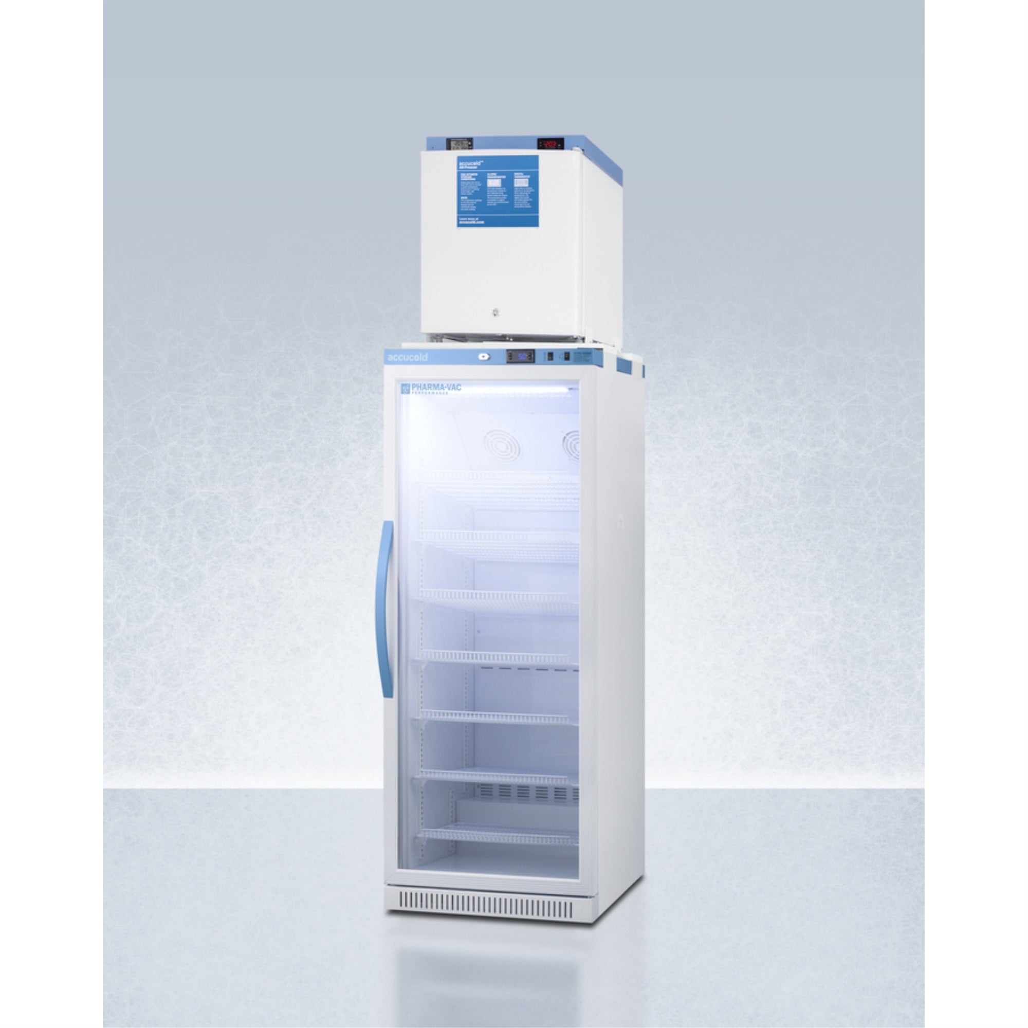 Stacked Pharma Vac All Refrigerator And Compact Low Temperature All Freezer