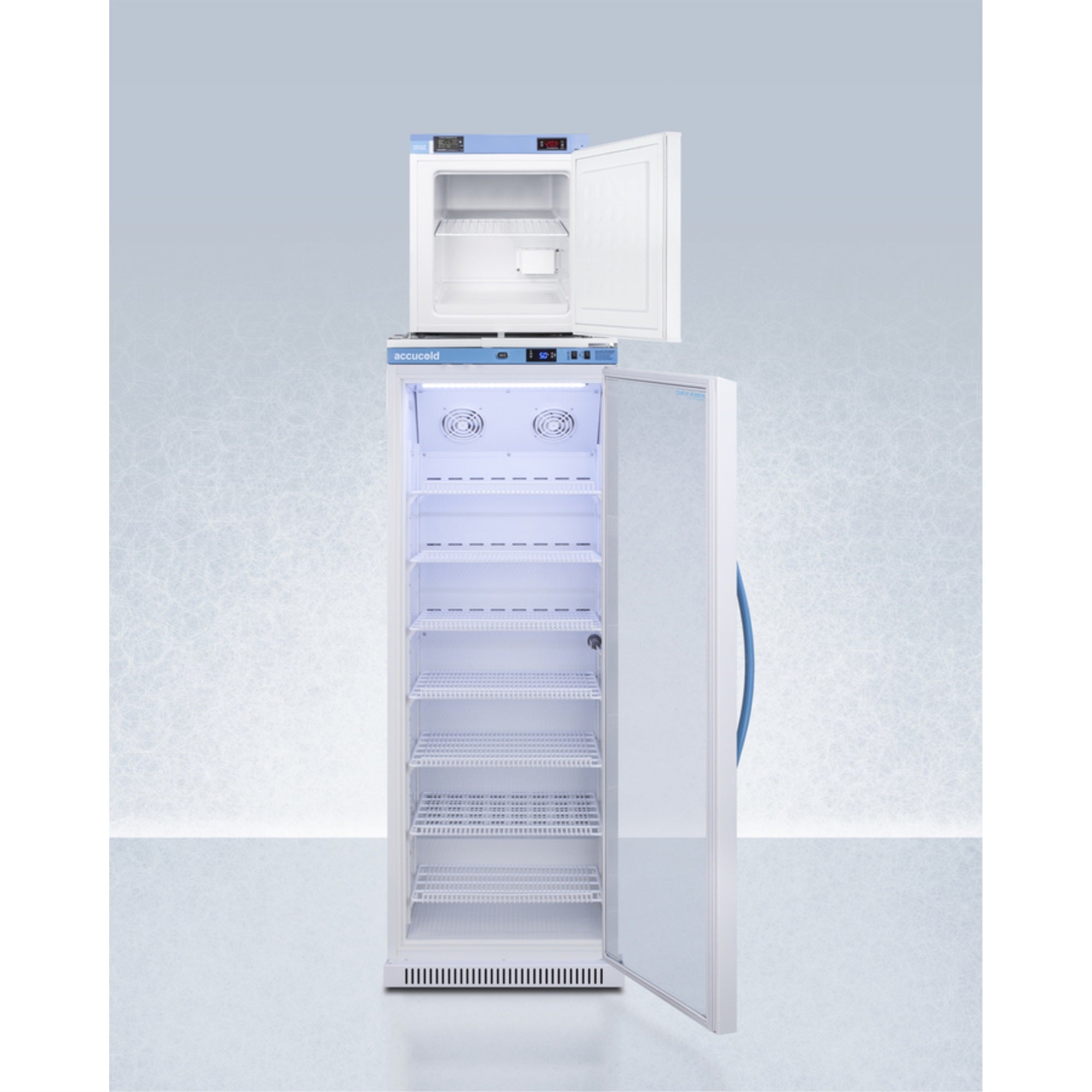 Stacked Pharma Vac All Refrigerator And Compact Low Temperature All Freezer