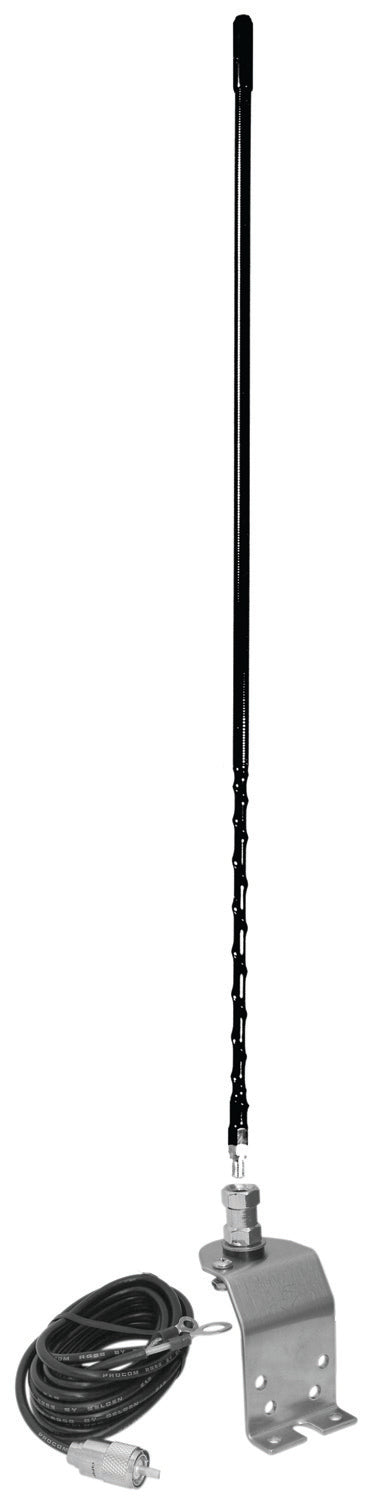 ACCESSORIES UNLIMITED  FENDER OR GROOVE MOUNT 3 FOOT BLACK FLEXIBLE ANTENNA KIT WITH 18 FEET OF COAX CABLE WITH PL259