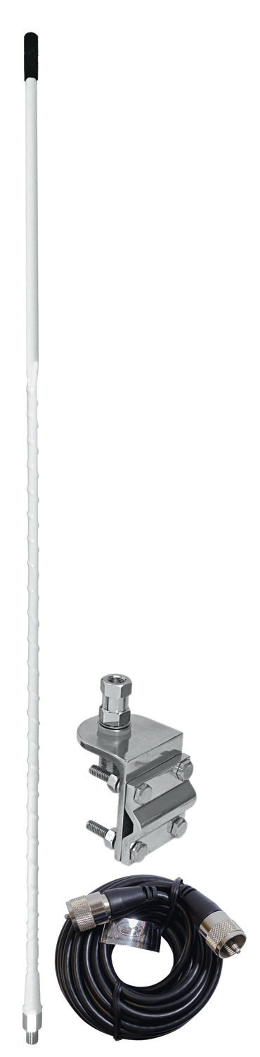 ACCESSORIES UNLIMITED  2 FOOT WHITE SINGLE 3WAY SO239 MIRROR MOUNT CB ANTENNA KIT WITH 9 COAX CABLE & PL259 CONNECTOR