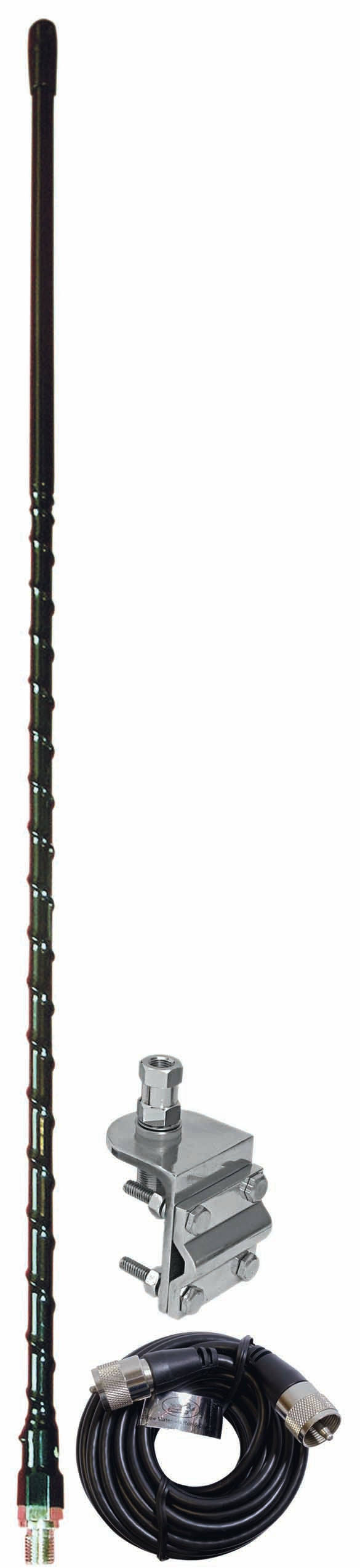 ACCESSORIES UNLIMITED  3 FOOT BLACK SINGLE 3WAY SO239 MIRROR MOUNT CB ANTENNA KIT WITH 9 COAX CABLE & PL259 CONNECTOR