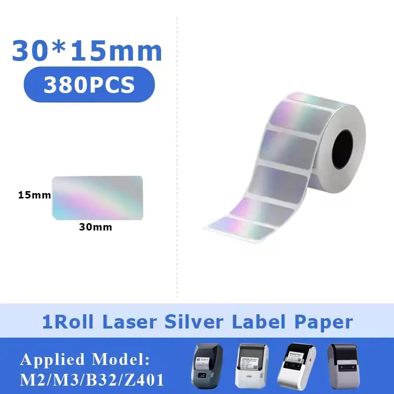 NIIMBOT M2 M3 Laser Silver Heat Thermal Transfer Label DIY Silver Label Sticker for Office/Home/Outdoor Nameplate Sticker