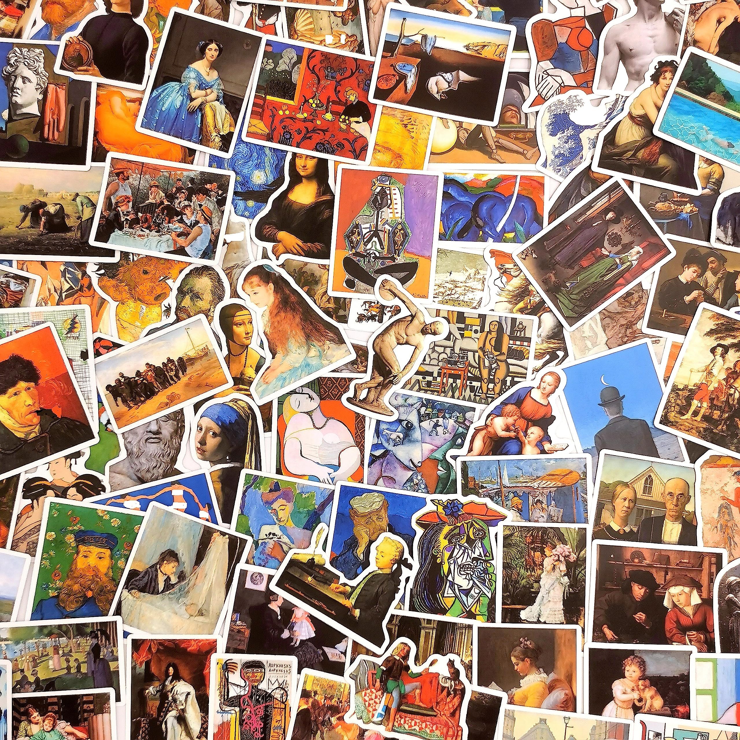 Aspcsmomt 104 Pcs Famous Art Painting Stickers Pack,Aesthetic Stickers For Laptop Phone Water Bottles Bike Scapbook Computer,Wat
