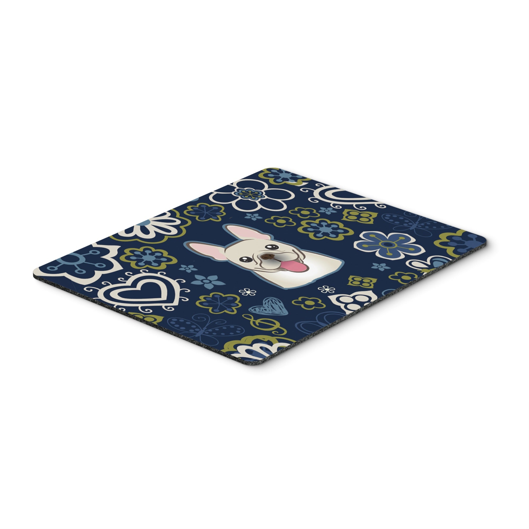 inchBlue Flowers French Bulldog Mouse Pad, Hot Pad or Trivet inch