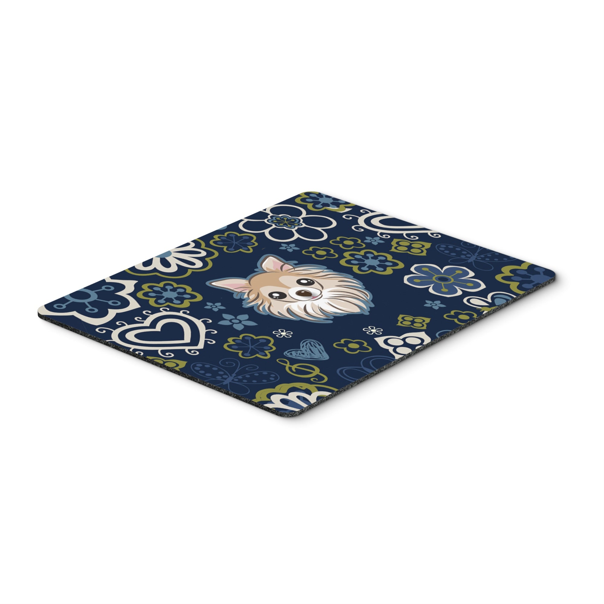 'Blue Flowers Chihuahua Mouse Pad, Hot Pad Or Trivet''