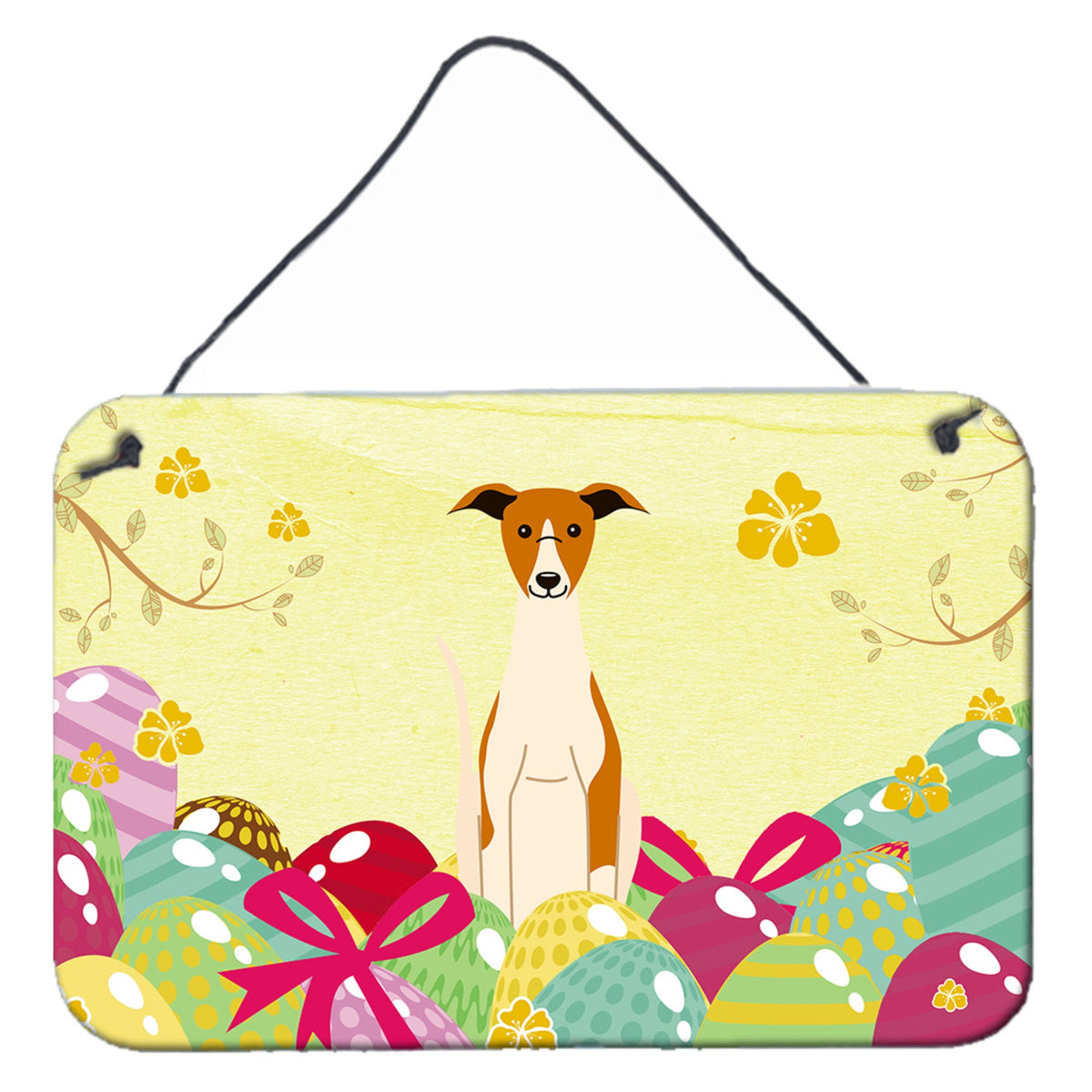 'Caroline'S Treasures Easter Eggs Whippet Metal Print, 8''''H X 12''''W, Multicolor''