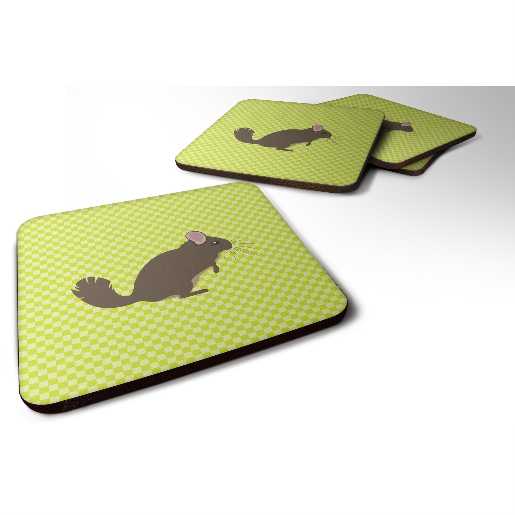 'Caroline'S Treasures Chinchilla Green Decorative Coasters, 3.5'''', Multicolor''