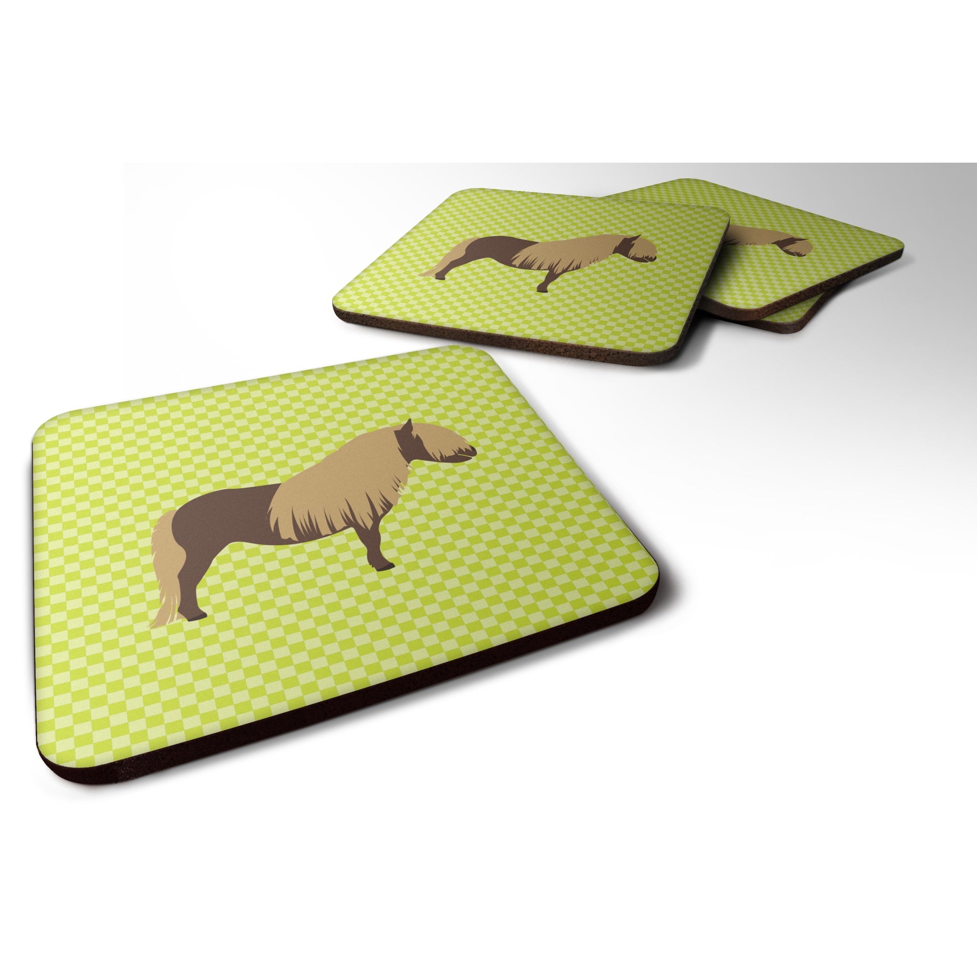 'Caroline'S Treasures Shetland Pony Horse Green Decorative Coasters, 3.5, Multicolor''