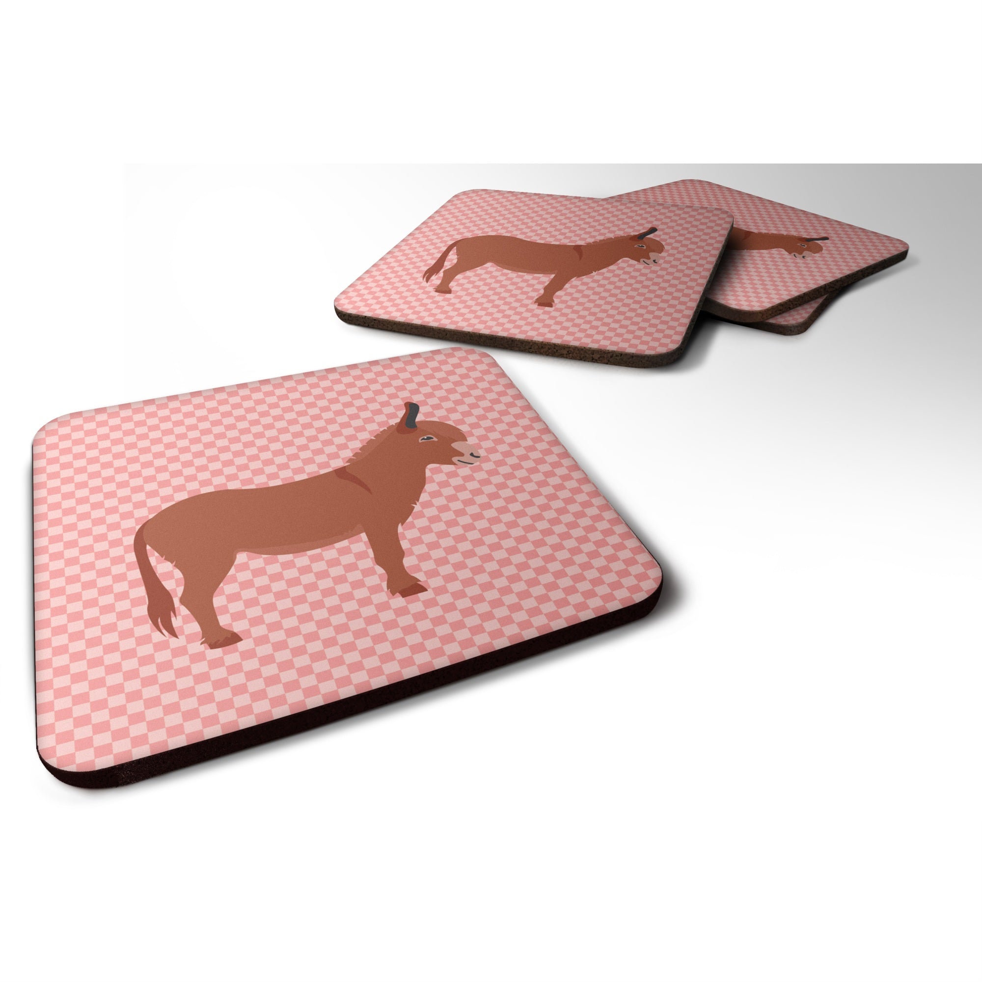 'Caroline'S Treasures Irish Donkey Pink Check Decorative Coasters, 3.5'''', Multicolor''