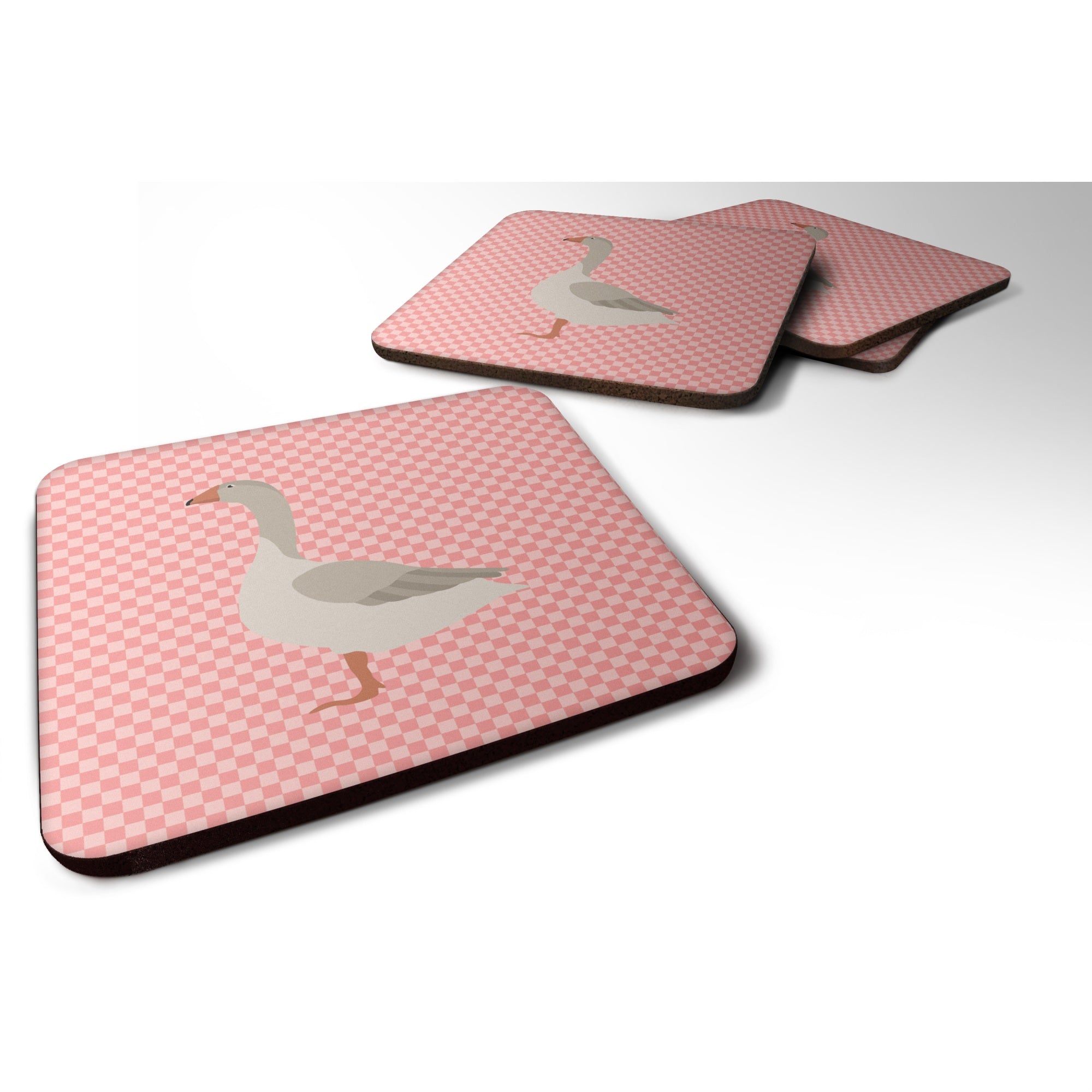 'Caroline'S Treasures Steinbacher Goose Pink Check Decorative Coasters, 3.5, Multicolor''