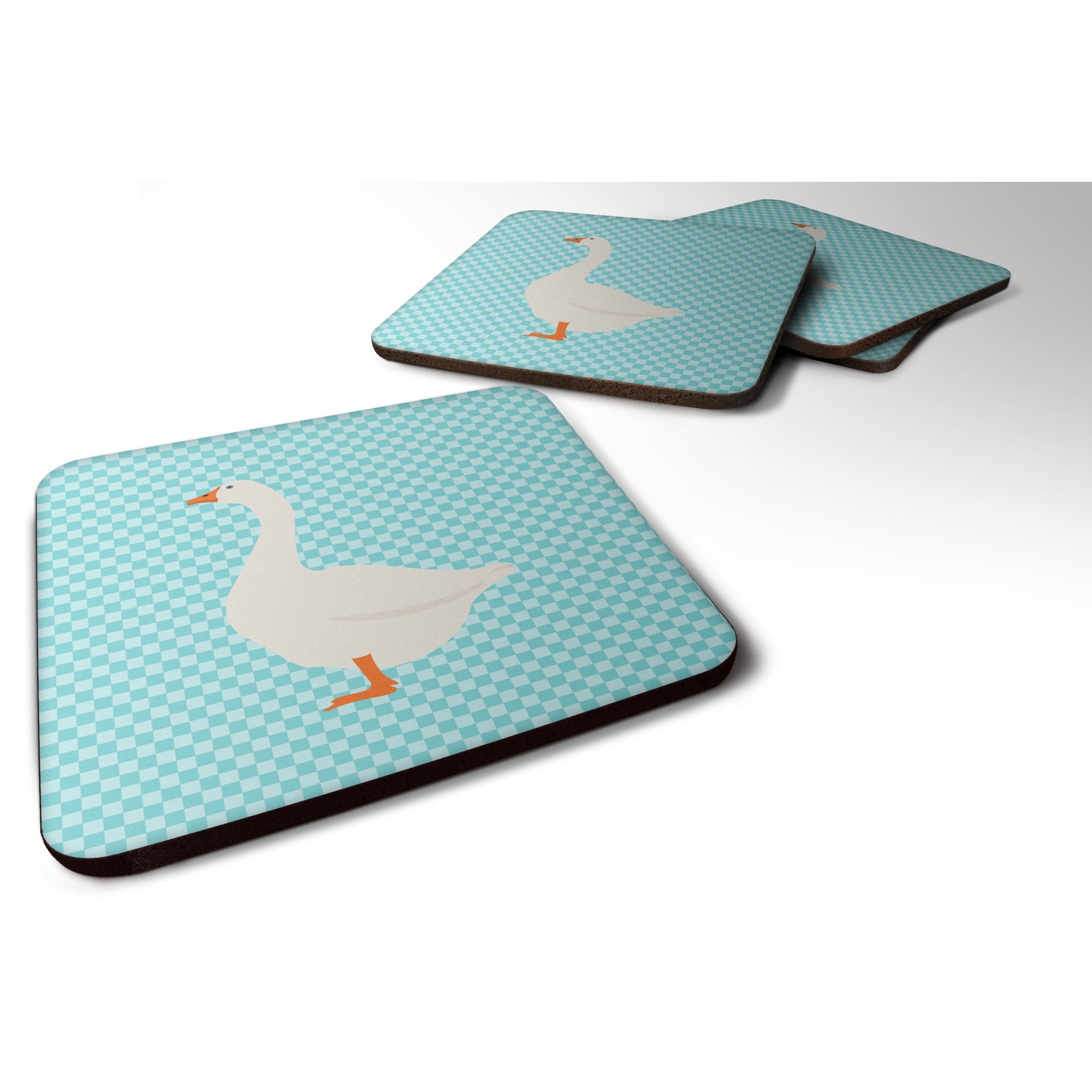 'Caroline'S Treasures Embden Goose Blue Check Decorative Coasters, 3.5, Multicolor''