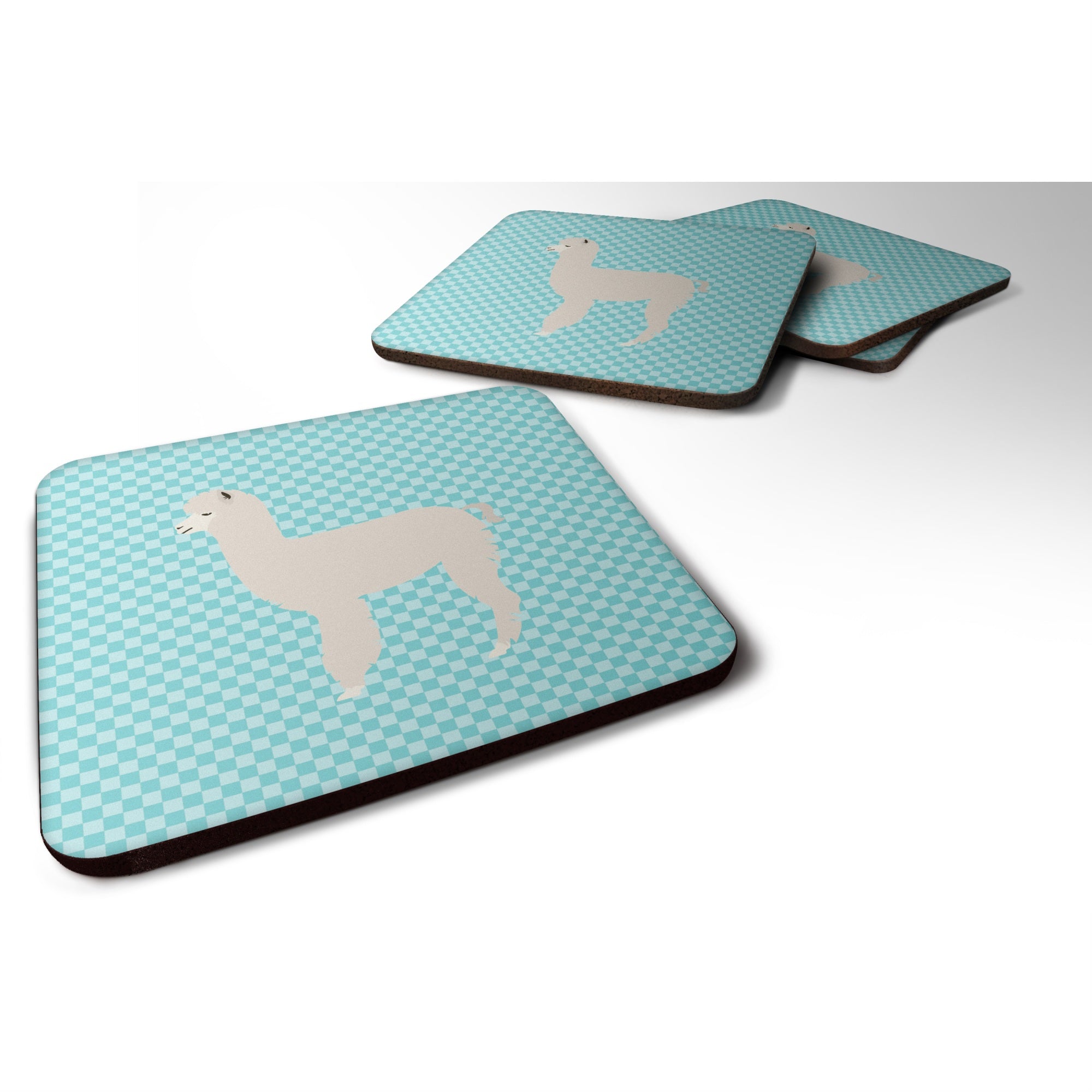 'Caroline'S Treasures Alpaca Blue Check Decorative Coasters, 3.5, Multicolor''