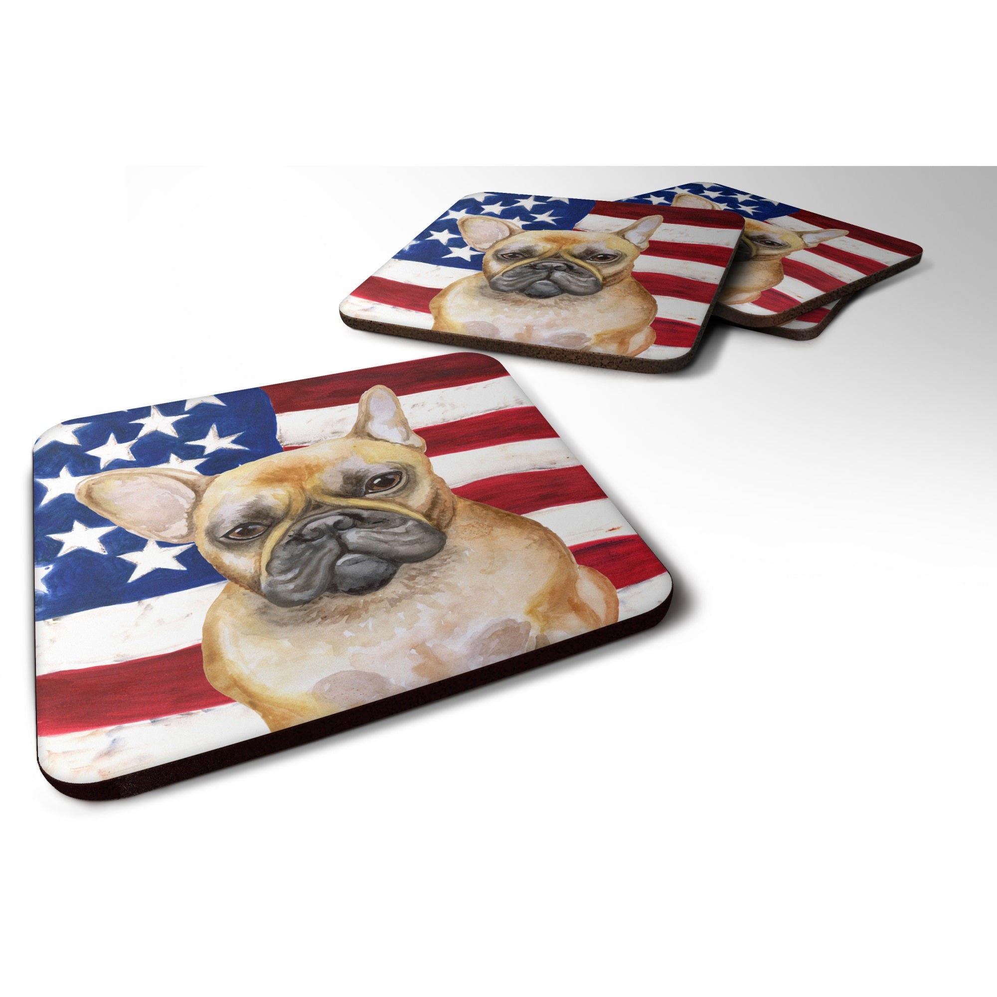 'Caroline'S Treasures French Bulldog Patriotic Decorative Coasters, Multicolor''