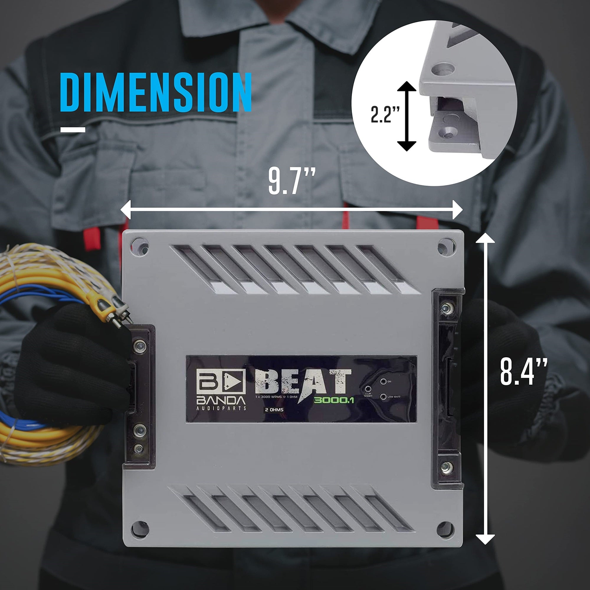 High Power Vehicle Audio Mono Bass Amplifier W/Subsonic Filter And Low Pass Filter Stable At 1 Ohm