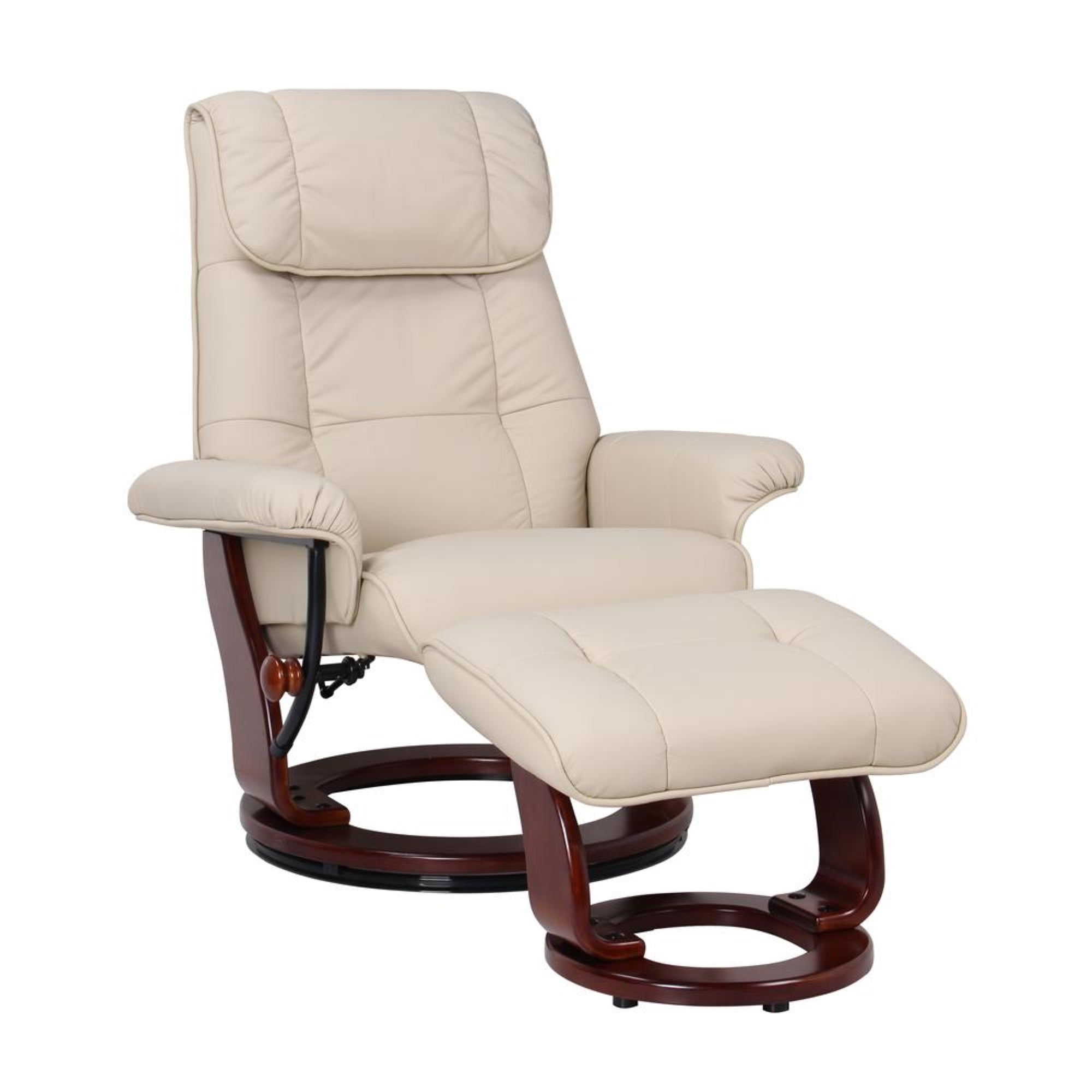 Scandinavian / European Styled Recliner And Ottoman In Taupe