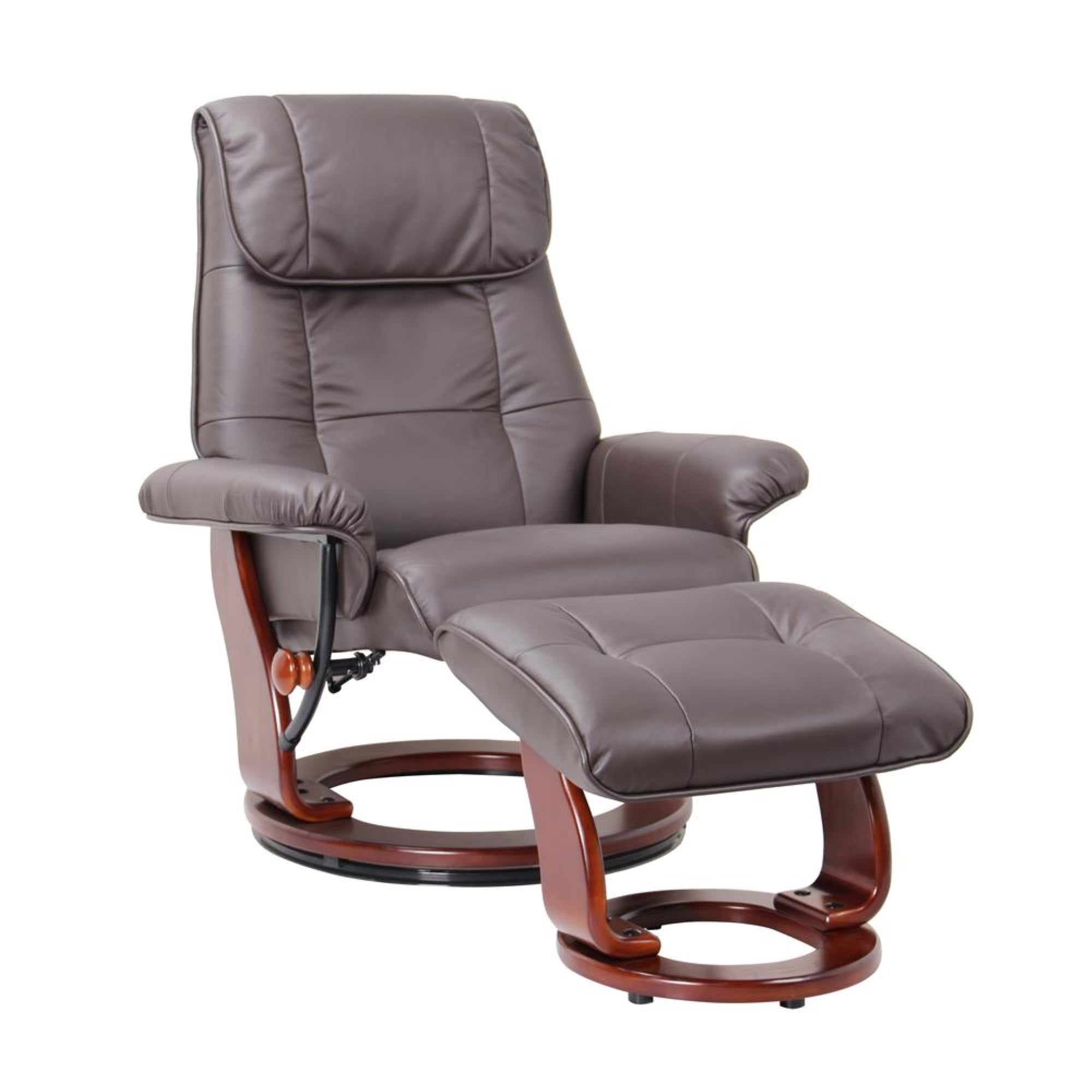 Scandinavian / European Styled Recliner And Ottoman, Kona Brown