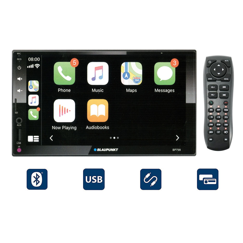 Blaupunkt Denver 6.8'' Double Din Mechless Receiver Compatible With Android Auto And Apple Carplay