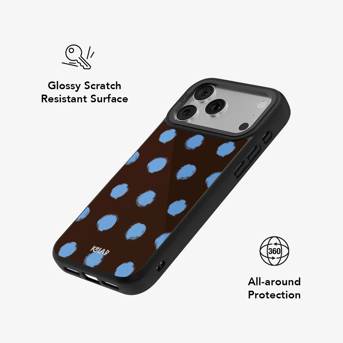 Blueberry Espresso | Brown Blue Polka Dot Phone Case