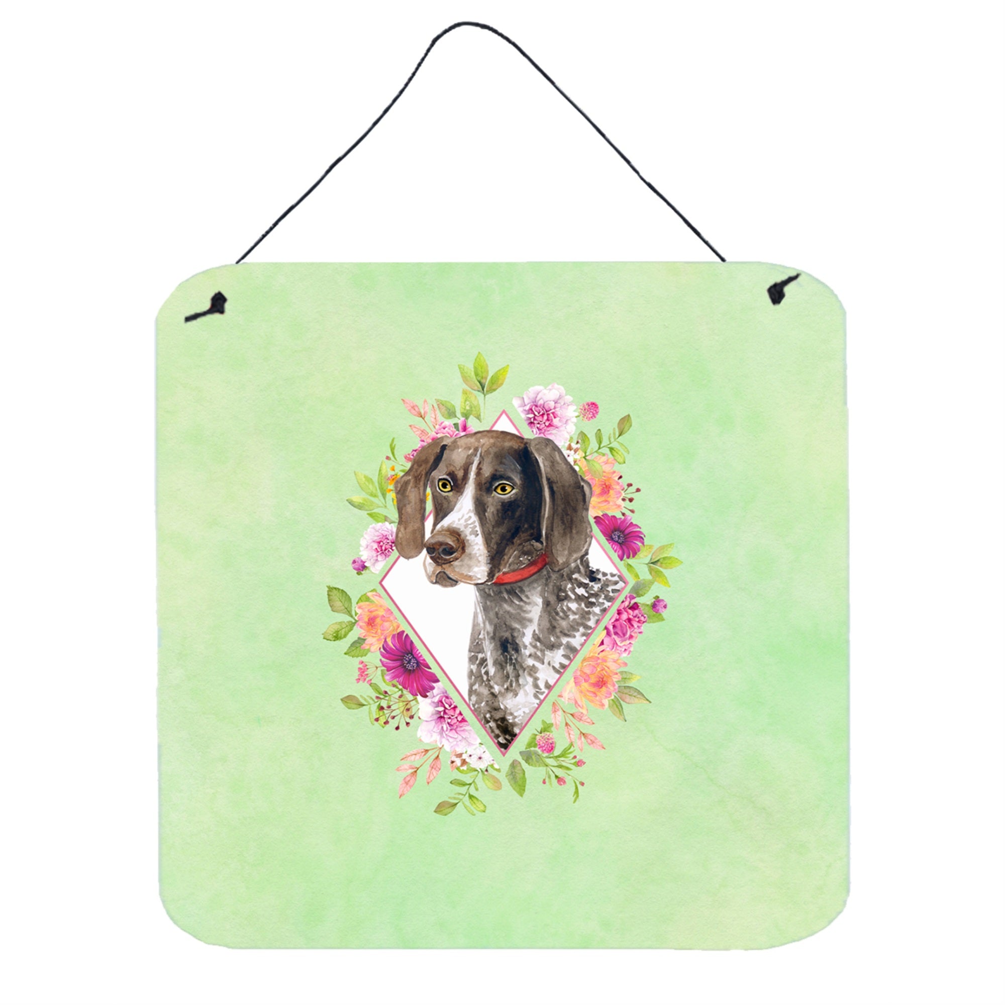 Caroline'S Treasures German Shorthaired Pointer Green Flowers Door Hanging Prints Wall Decor, Multicolor''