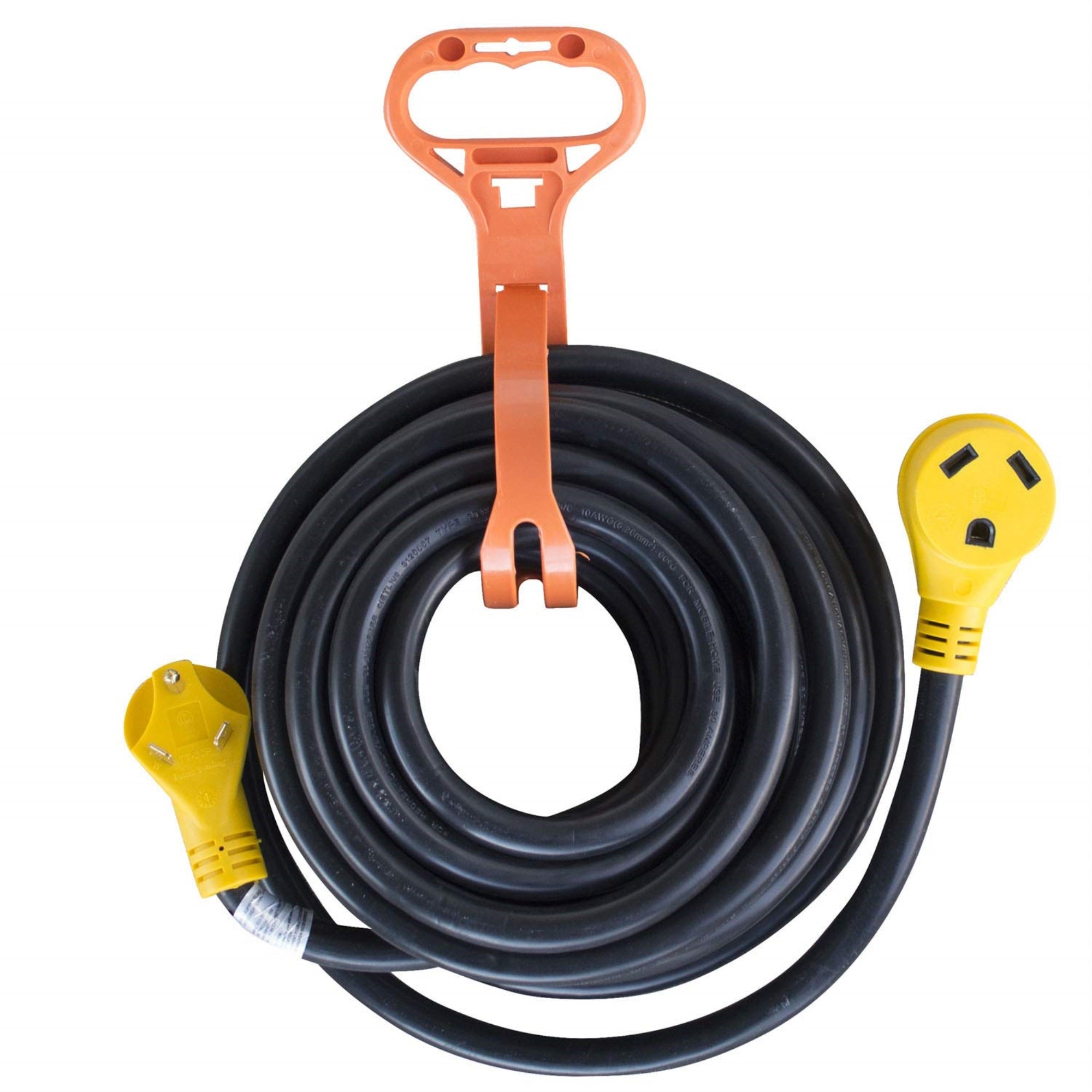 Offex 25 125 Volt 30 Amp Extension Cord with Roll Up Carry Strap  Yellow, Black