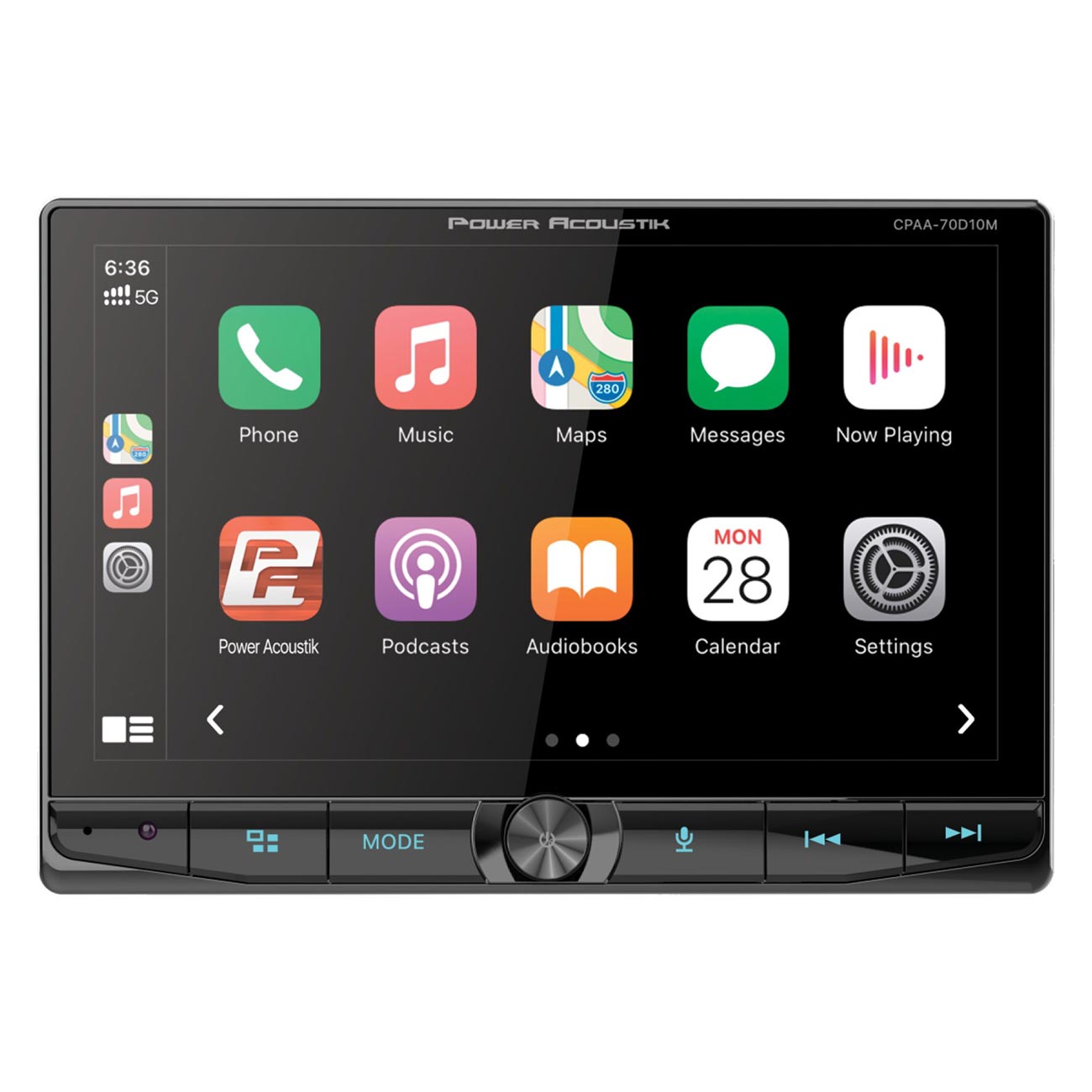 Power Acoustik 10.6 Floating Double Din Mechless Receiver With Apple Car Play & Android Auto Bluet