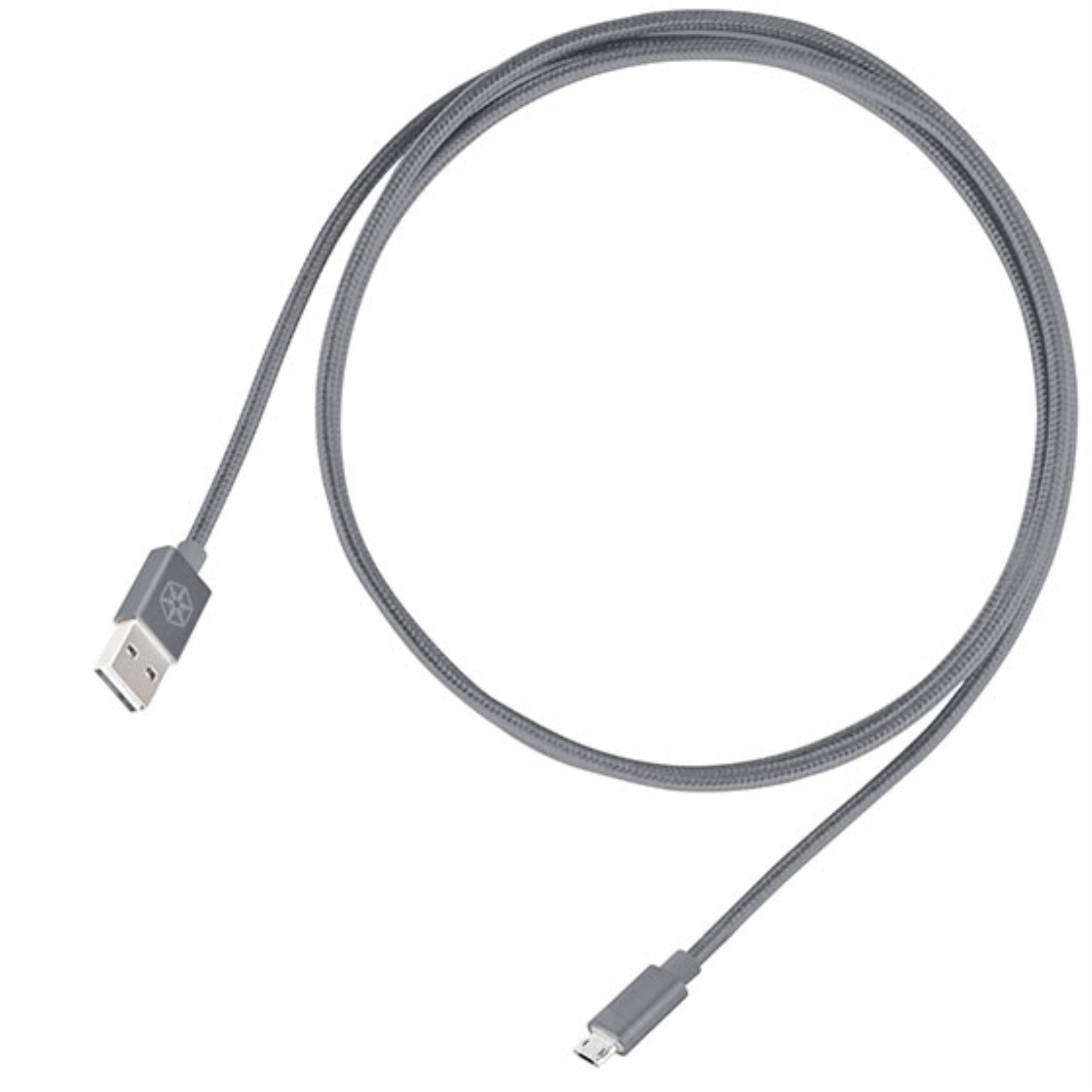 Reversible Usb A To Reversible Micro B Cable 1.8Meter(6Ft), Nylon Braided And Aluminum Shell, Charcoal