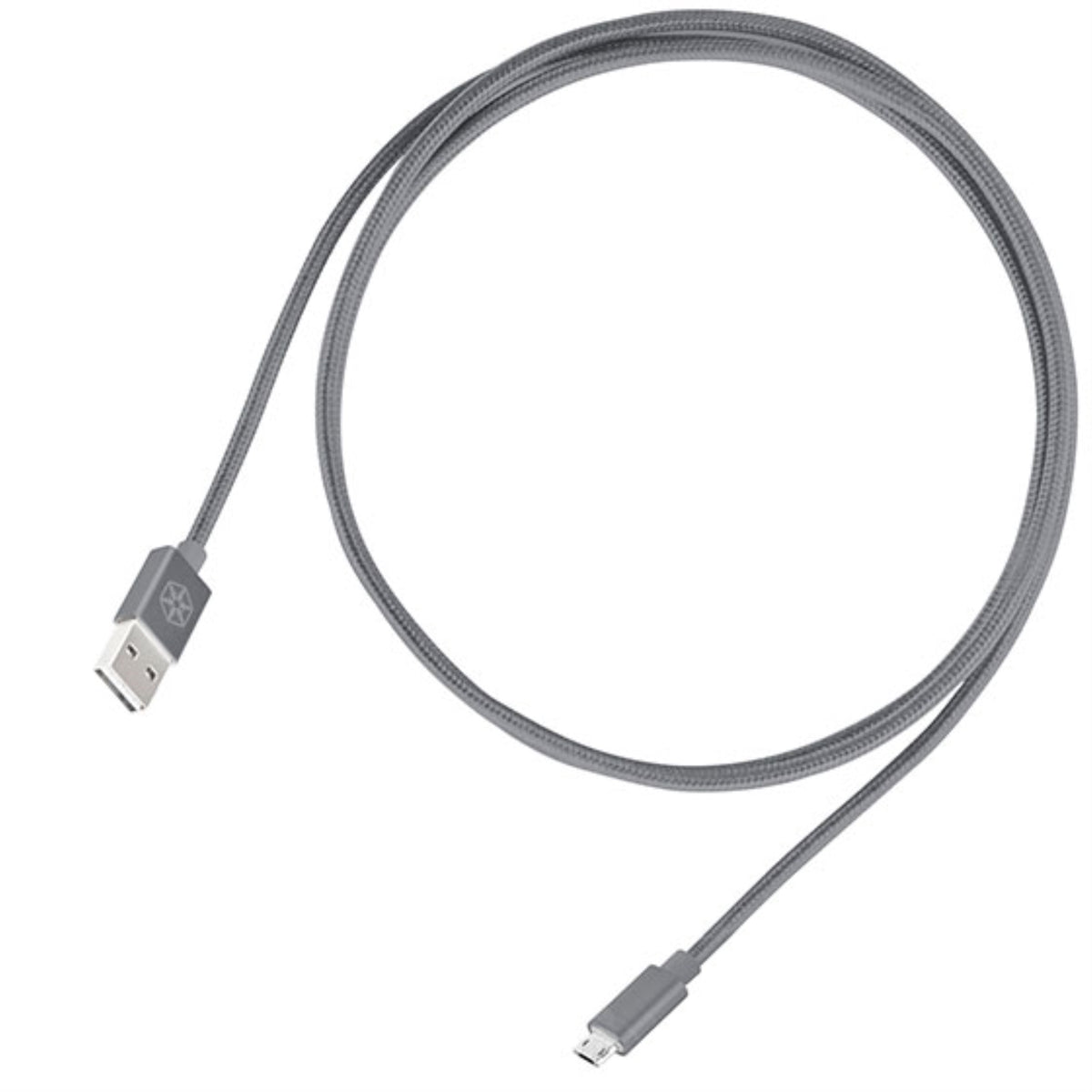 Reversible Usb A To Reversible Micro B Cable 1.8 Meter(6Ft), Nylon Braided And Aluminum Shell, Silver