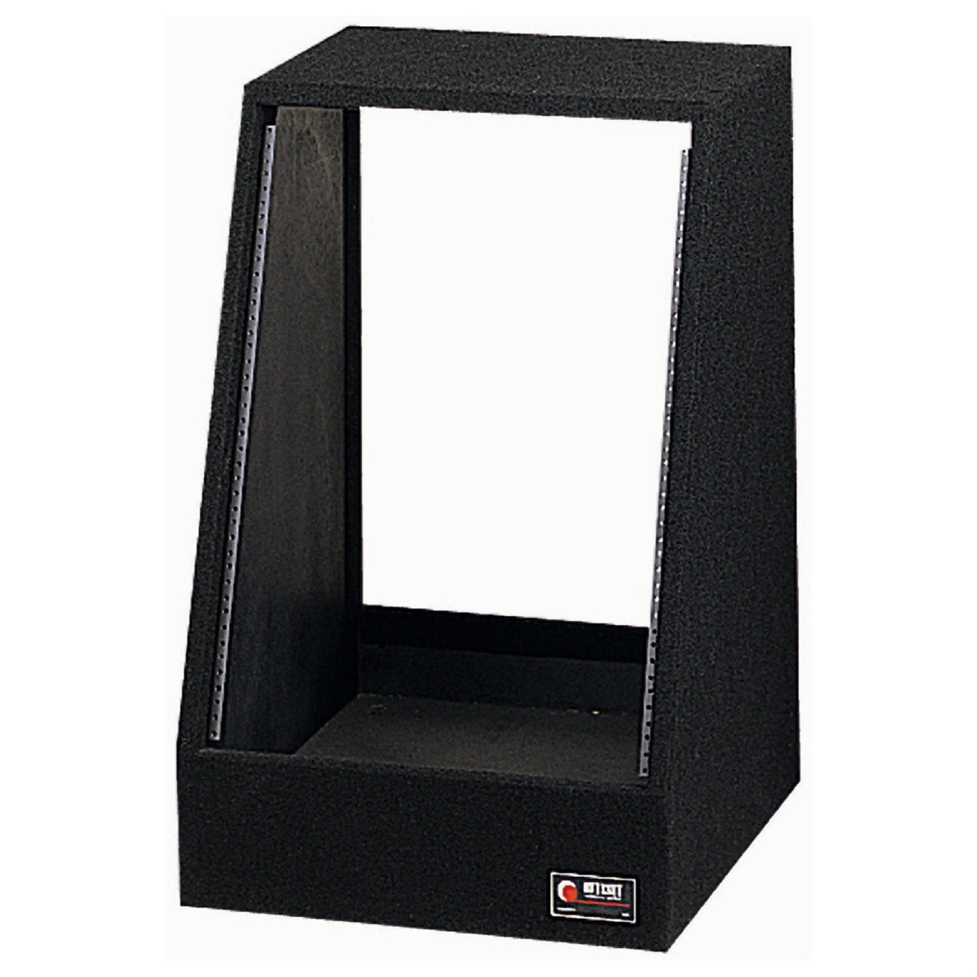 CARPETED 14 SPACE SLANTED RACK 16 inch TOP DEPTH, 22 inch BOTTOM DEPTH WITH WHEELS