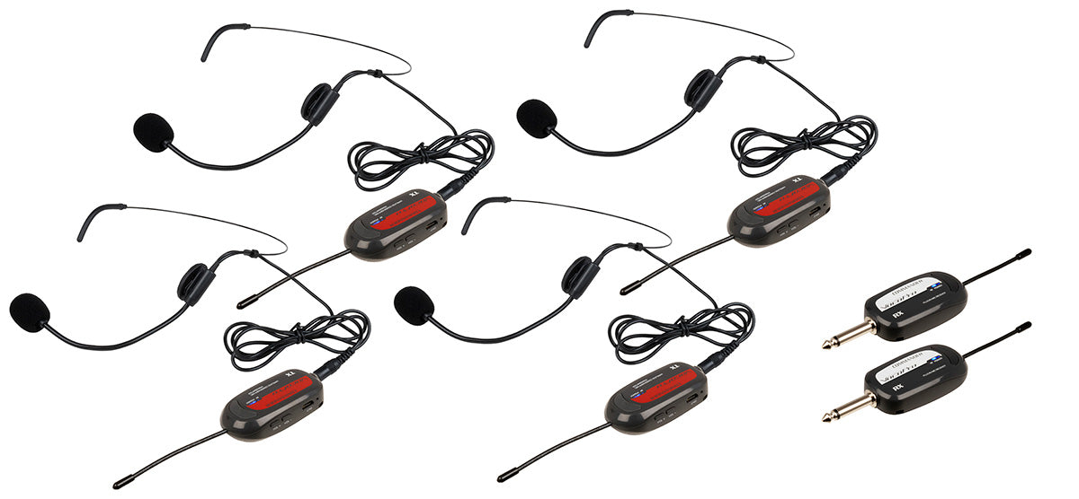 4 UHF Wireless Headset Mics with Receivers