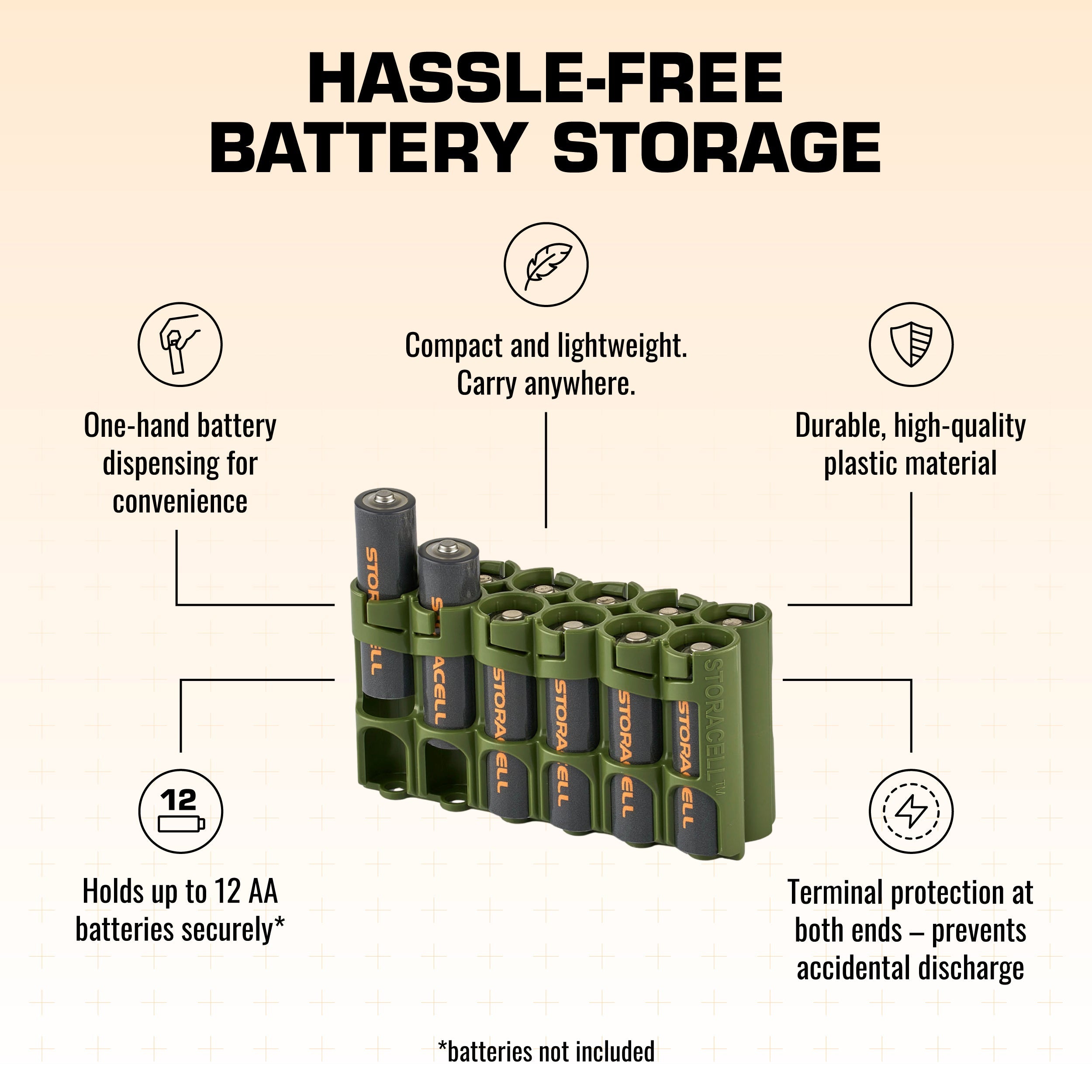 12 AA Pack Battery Caddy (Military Green)