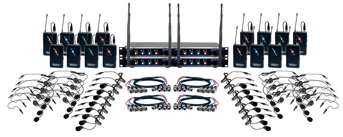 16 Channel UHF Wireless Headset & Lapel Mic System with MicOnChip Technology