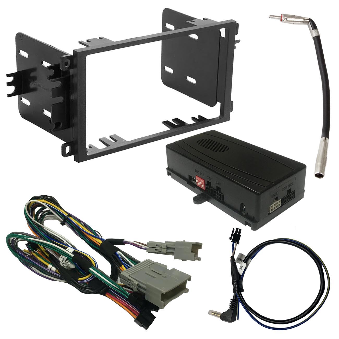 Crux Onstar Radio Replacement Interface W/ Swc Retention Video Switcher & D. Din Dash Kit   Gm Clas