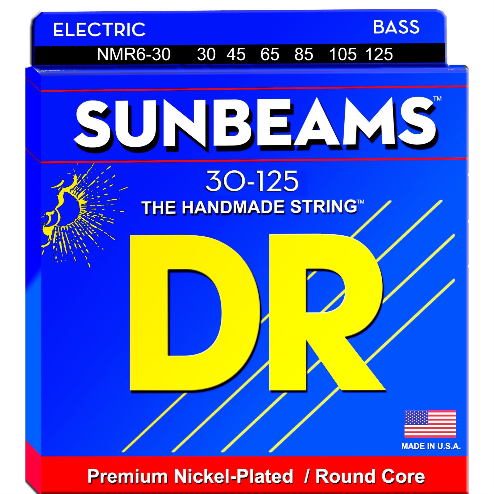 DR Strings Sunbeam - Nickel Plated Round Core 6 String Bass 30-125