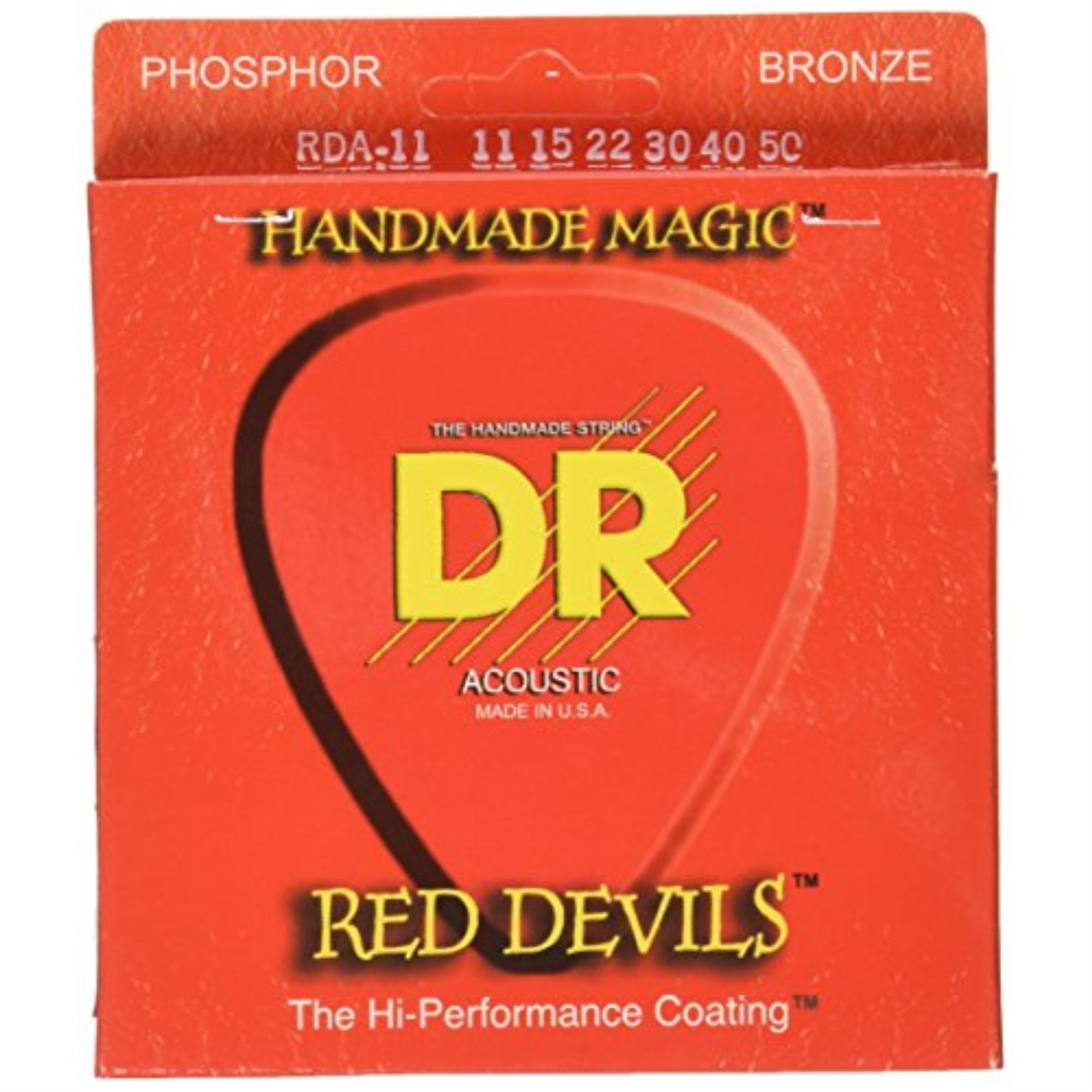 RED DEVILS - RED Colored Acoustic Guitar Strings: Custom Light 11-50