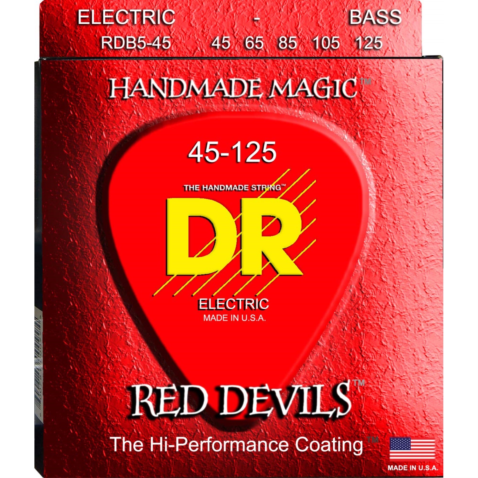 DR Strings Red Devils - Extra-Life Red Coated 5 String Bass 45-125