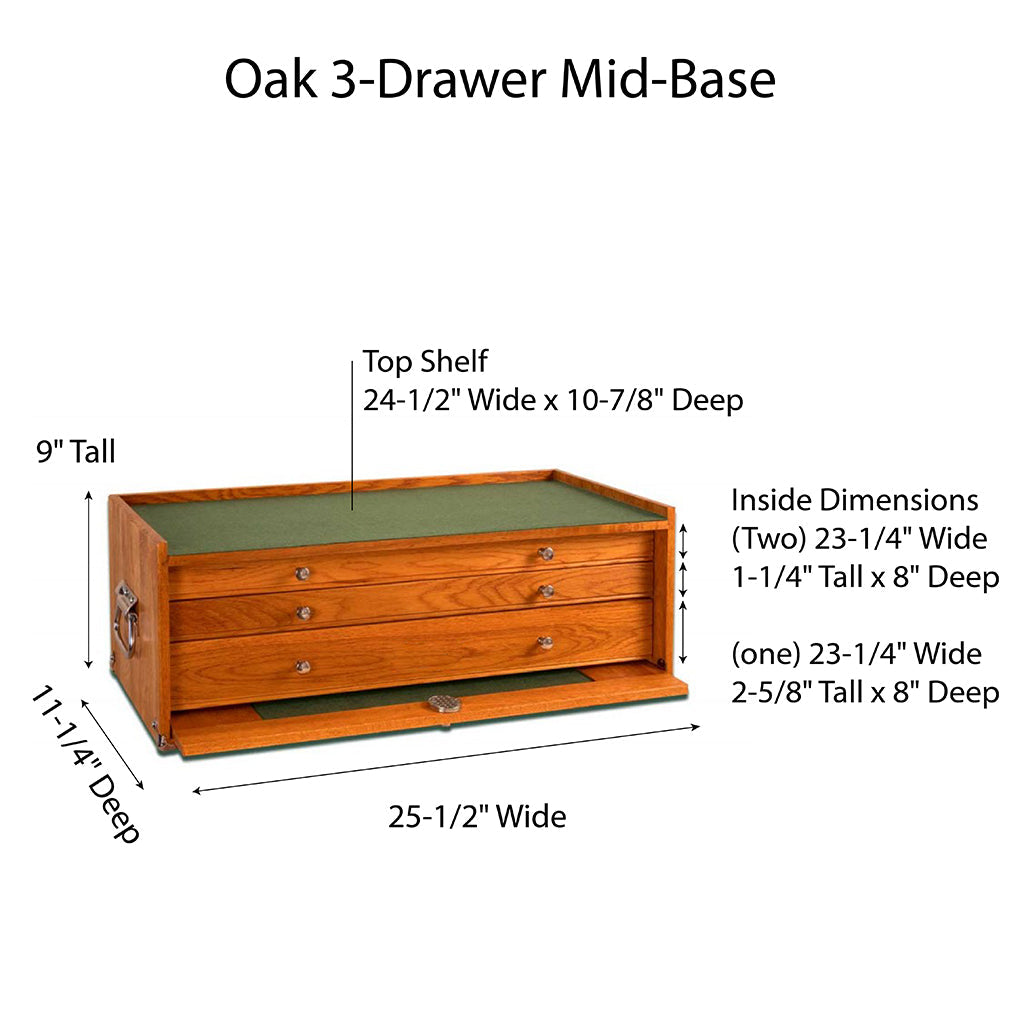 Oak 3-Drawer Mid-Base M24 - Gerstner