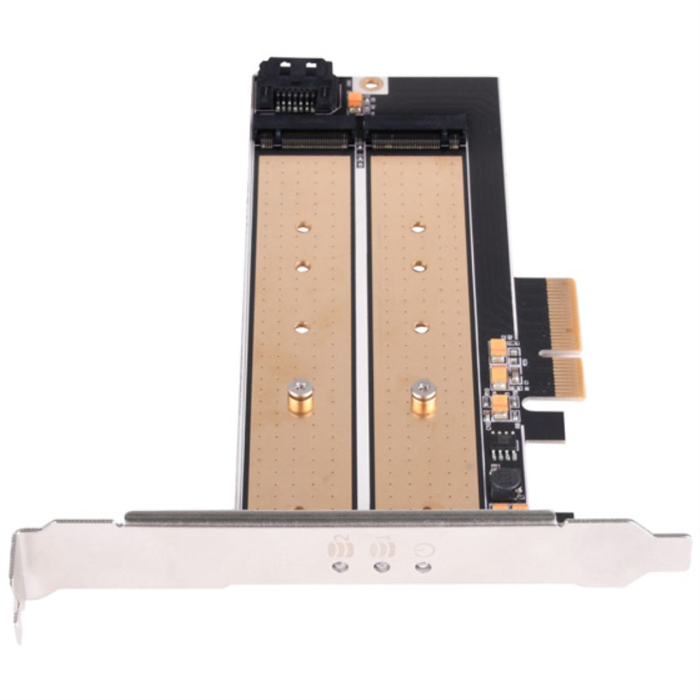 Dual M.2 To Pci E X4 Nvme Ssd And Sata 6 G Adapter Card With Advanced Cooling