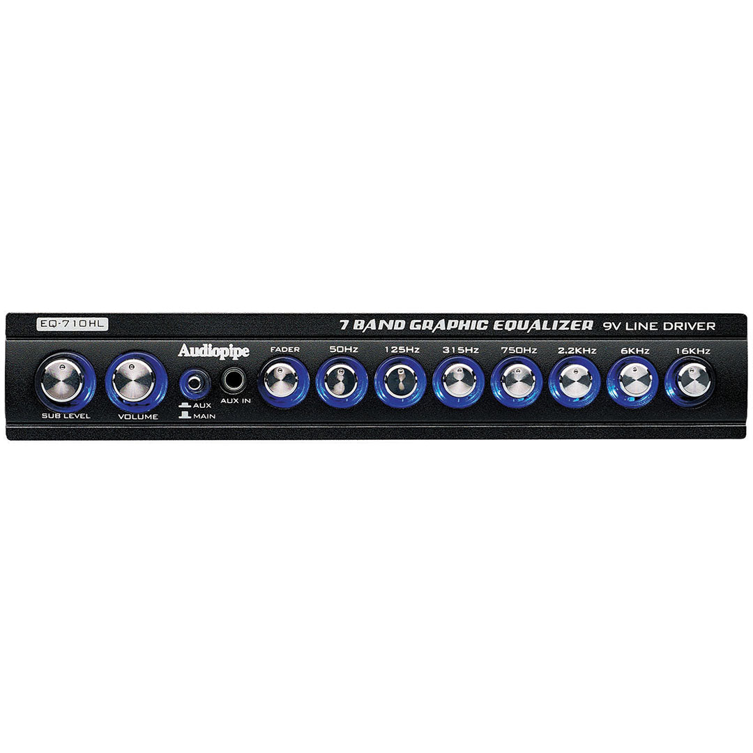 Audiopipe 7 Band Graphic Equalizer With Hi/Lo Converter  (9V Line Driver)