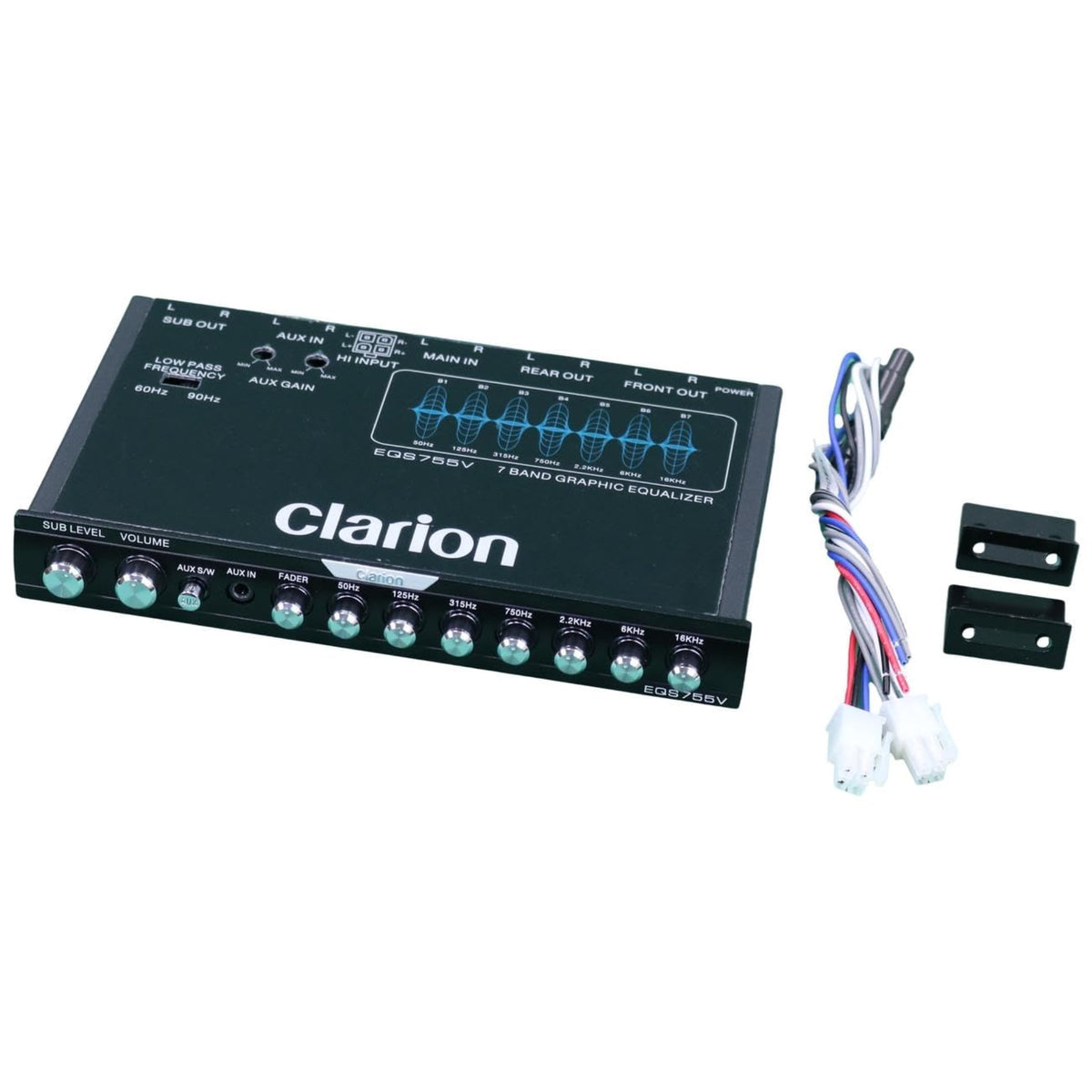 1/2-Din Sized Mobile Audio Graphic EQ/Crossover With 3.5mm Front Aux Input, High Level Speaker Input Extended Frequency Response
