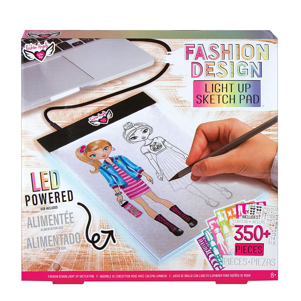 Fashion Angels Fashion Design Light Up Sketch Pad 12521, Light Up Tracing Pad, Includes Usb, Ultra Thin Tablet, Includes Stencil