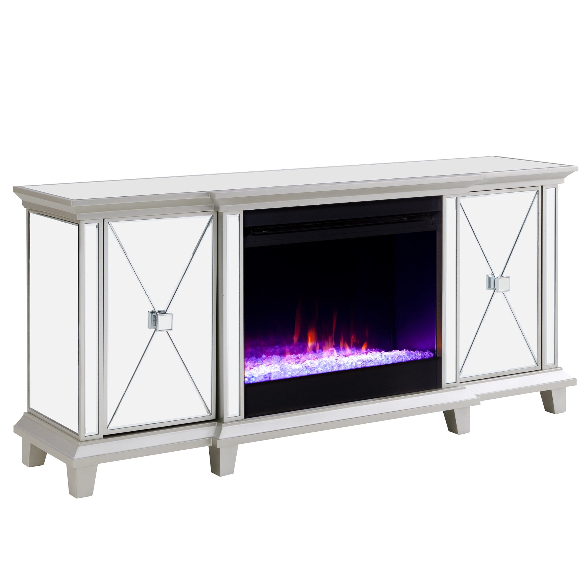 Toppington Mirrored Fireplace Media Console