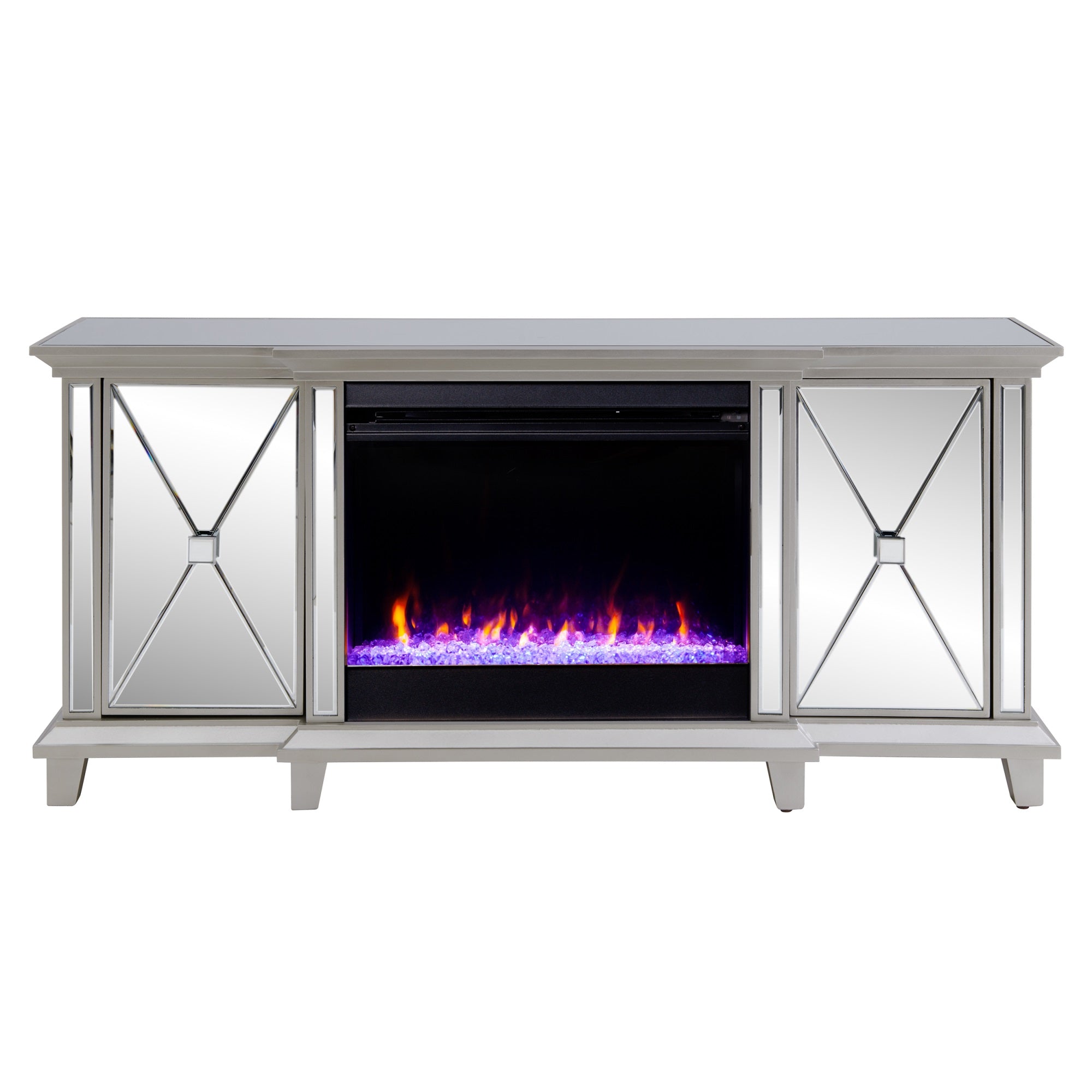 Toppington Mirrored Fireplace Media Console