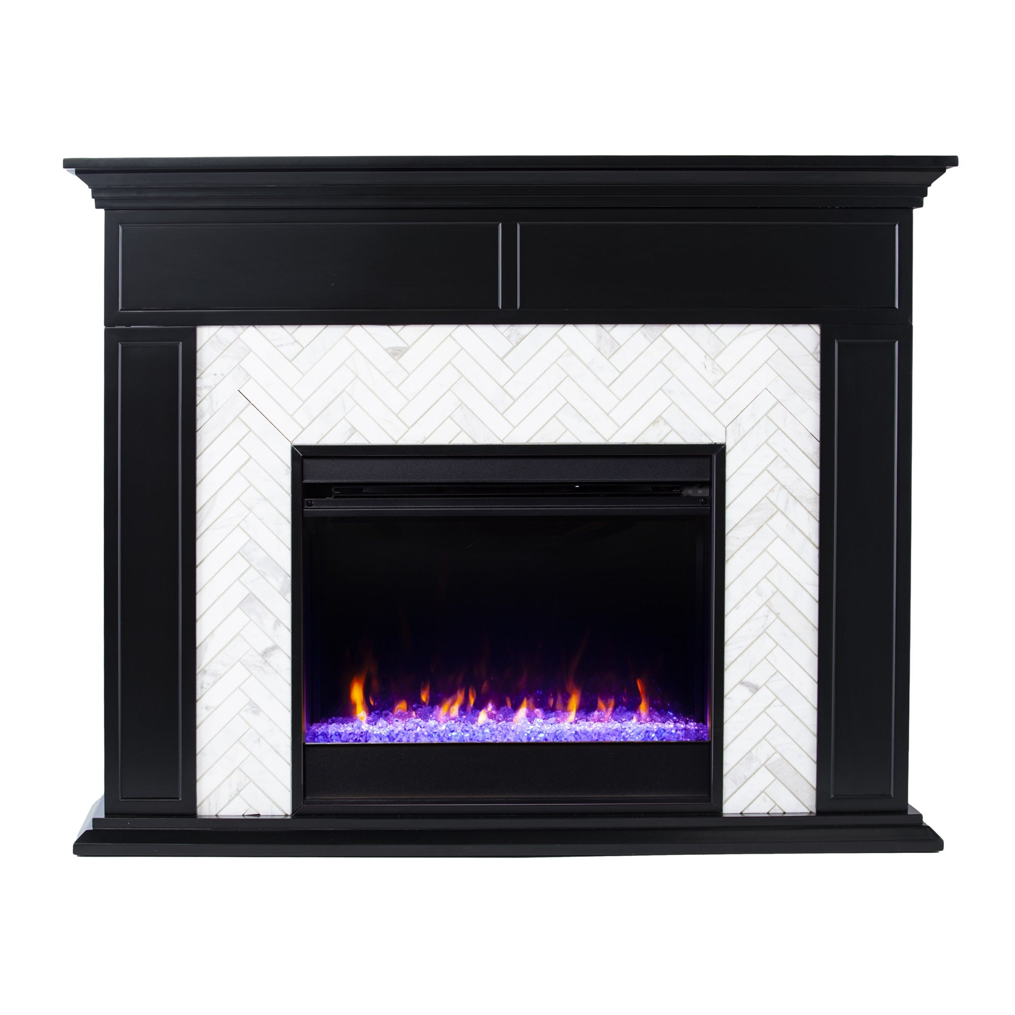 Torlington Color Changing Marble Tiled Fireplace  Black