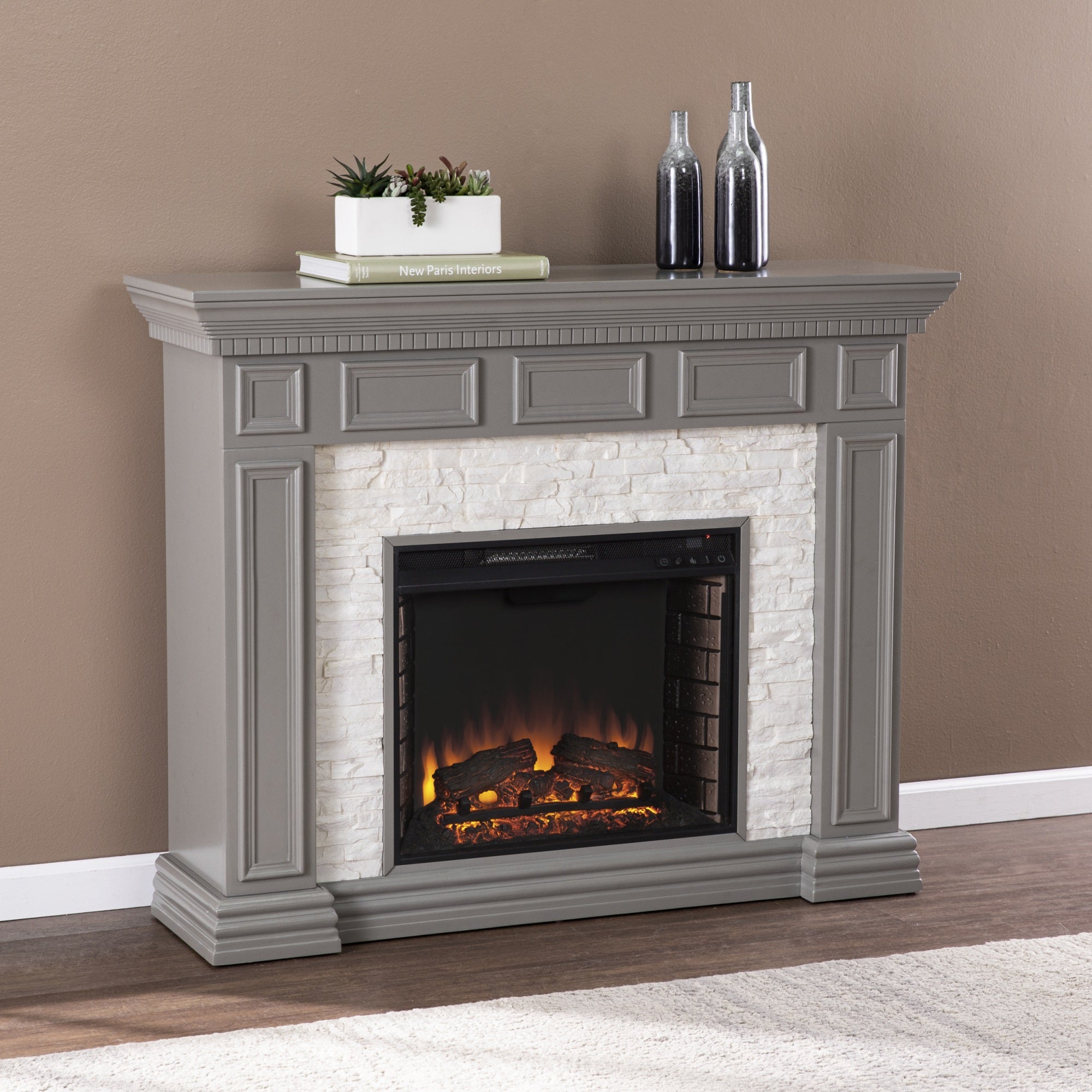 Dakesbury Faux Stone Electric Fireplace